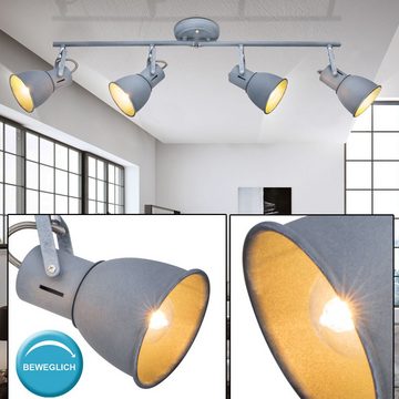 etc-shop LED Deckenleuchte, Leuchtmittel nicht inklusive, RETRO Decken Lampe Spot Wohn Zimmer Balken Licht Schiene grau