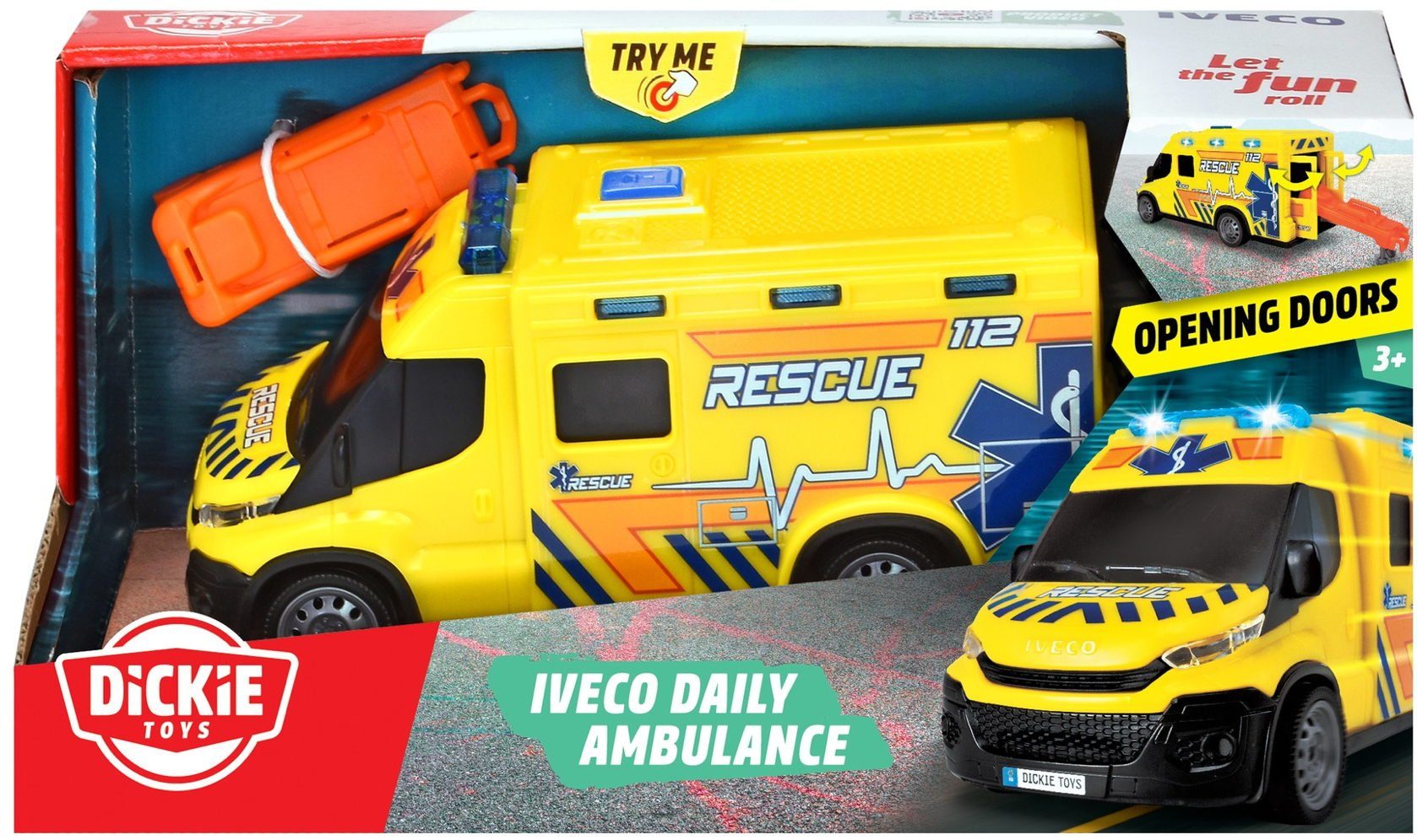 Dickie Toys Игрушка скорая помощь Fahrzeug Krankenwagen Go Real / SOS Iveco Daily Ambulance 203713014