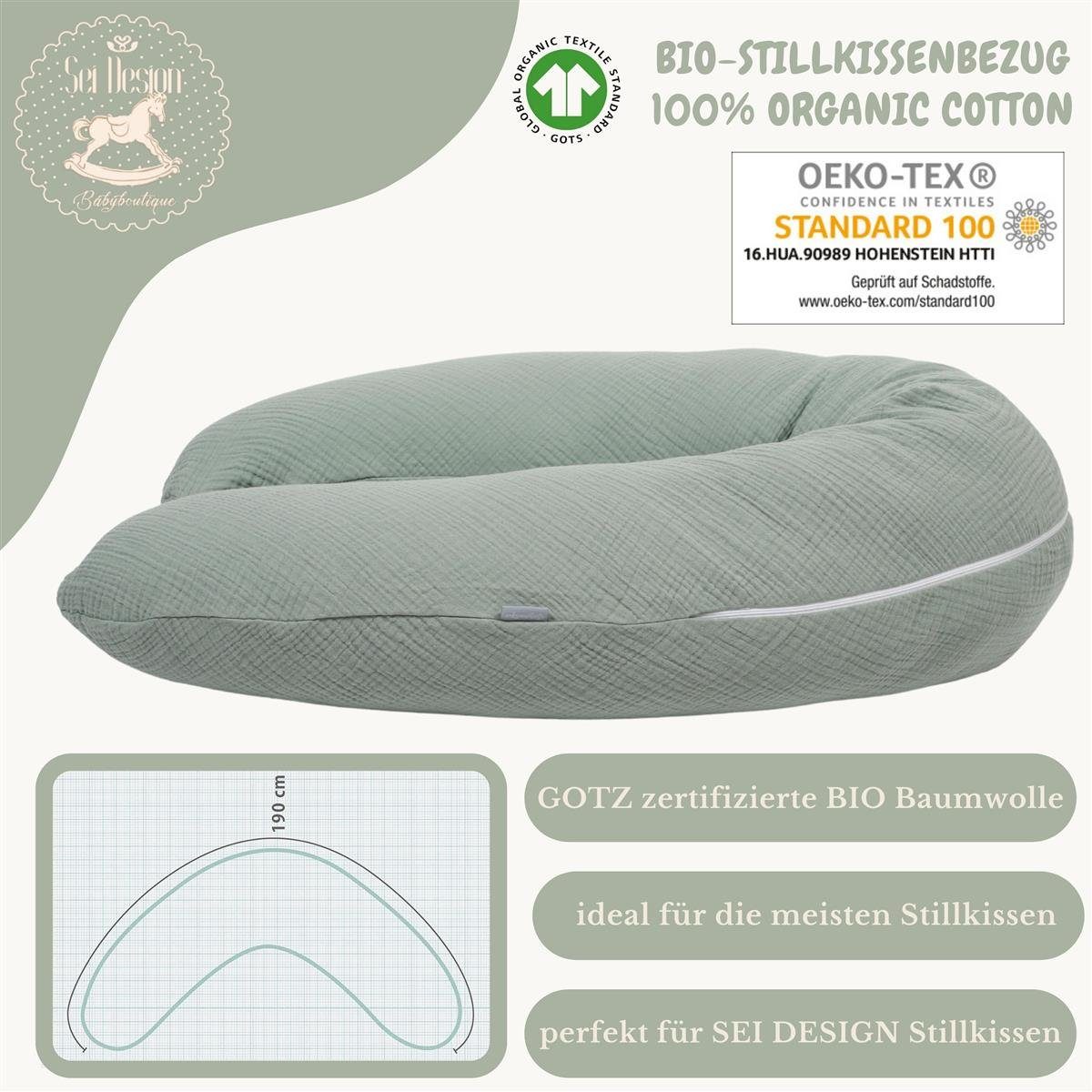 Babynestchen Mikroperlen, 2X Baumwolle Stillkissen Design BIO EPS Spar-Set Seitenschläferkissen Musselin Bezug, mit SEI