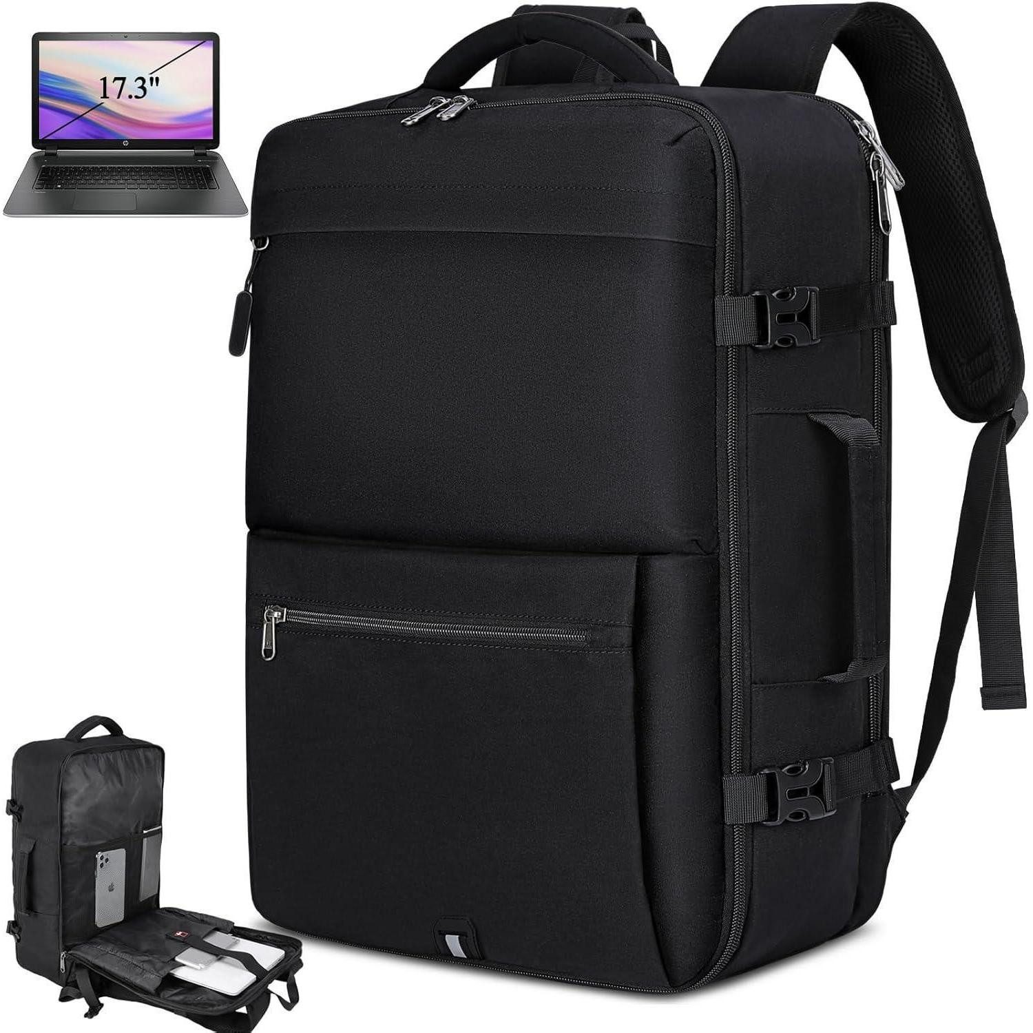 Laptoprucksack Rucksack Herren 17.3 Zoll Laptop Business Reiserucksack Schwarz