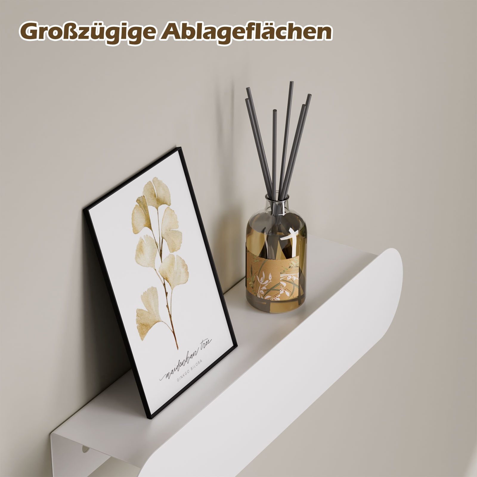 Yorbay Schlüsselbrett mit 6 versteckten Haken & Ablagefläche, Schlüsselhalter aus Metall für Flur, Eingangsbereich, Wohnzimmer