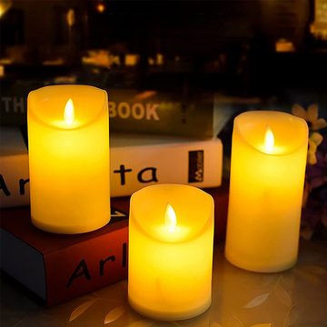 zggzerg LED-Kerze LED Flammenlose Kerzen, 3er Set Kerzen mit Batterien und Fernbedienung (3-tlg)