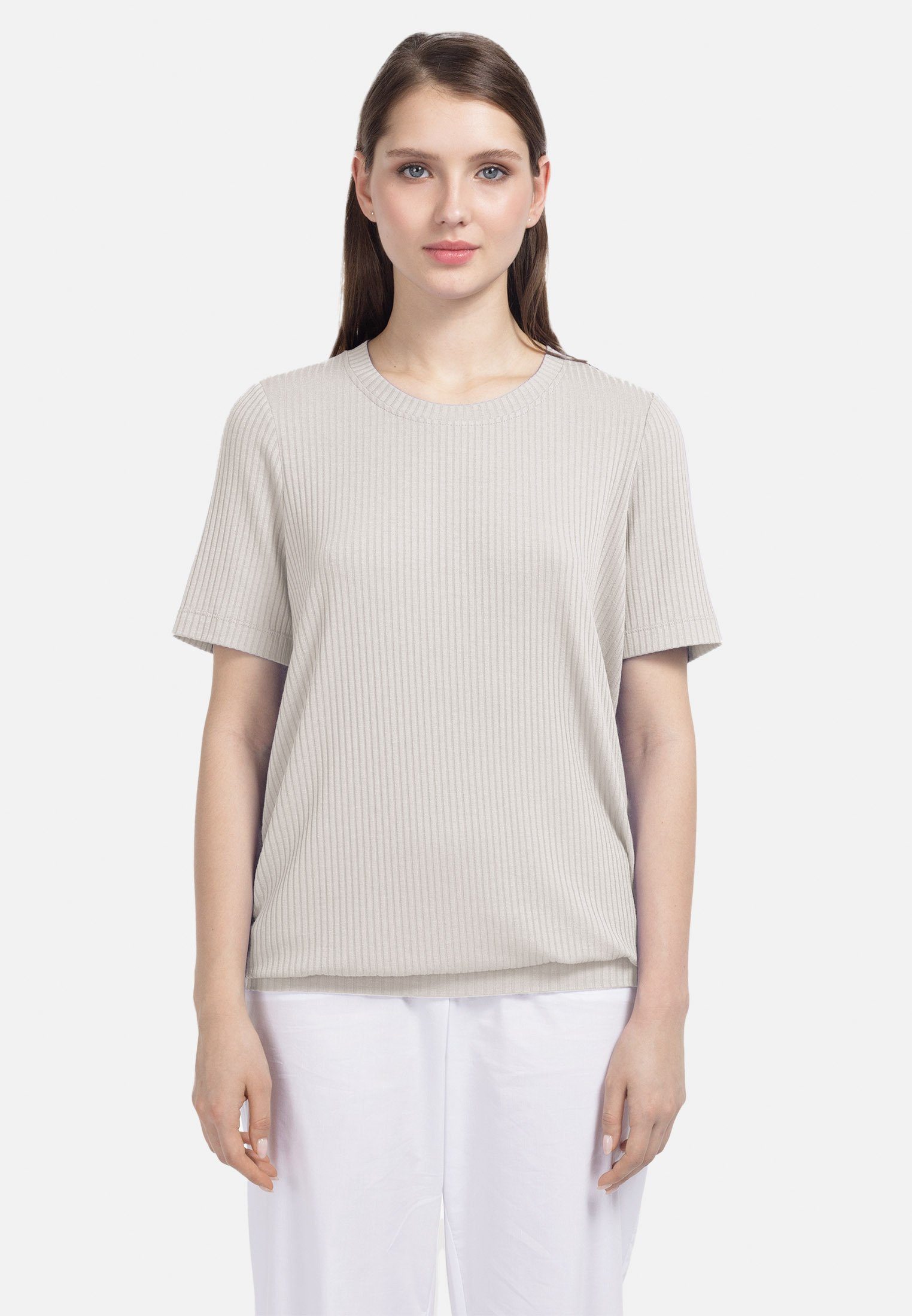 HELMIDGE Kurzarmbluse Bluse . hellbeige