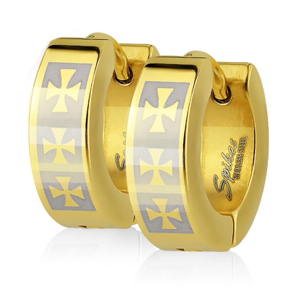 Creolen-Set Gold - Creolen Kreuz aus Edelstahl Unisex