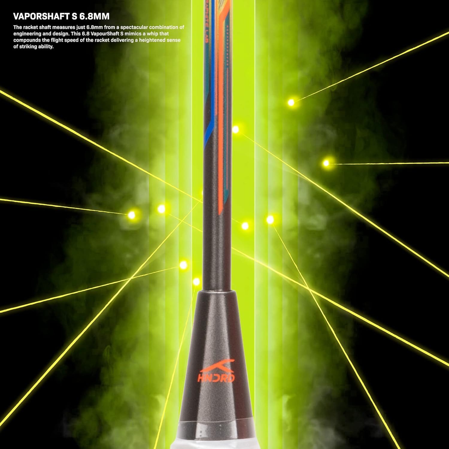 hundred Badmintonschläger N-ERGY 80 Carbonfaser-Badmintonschläger mit Bespannung, (1 x Badmintonschläger mit Hülle, Für Fortgeschrittene, 80g Gewicht, Besaitung bis 32 lbs), Leichtgewicht