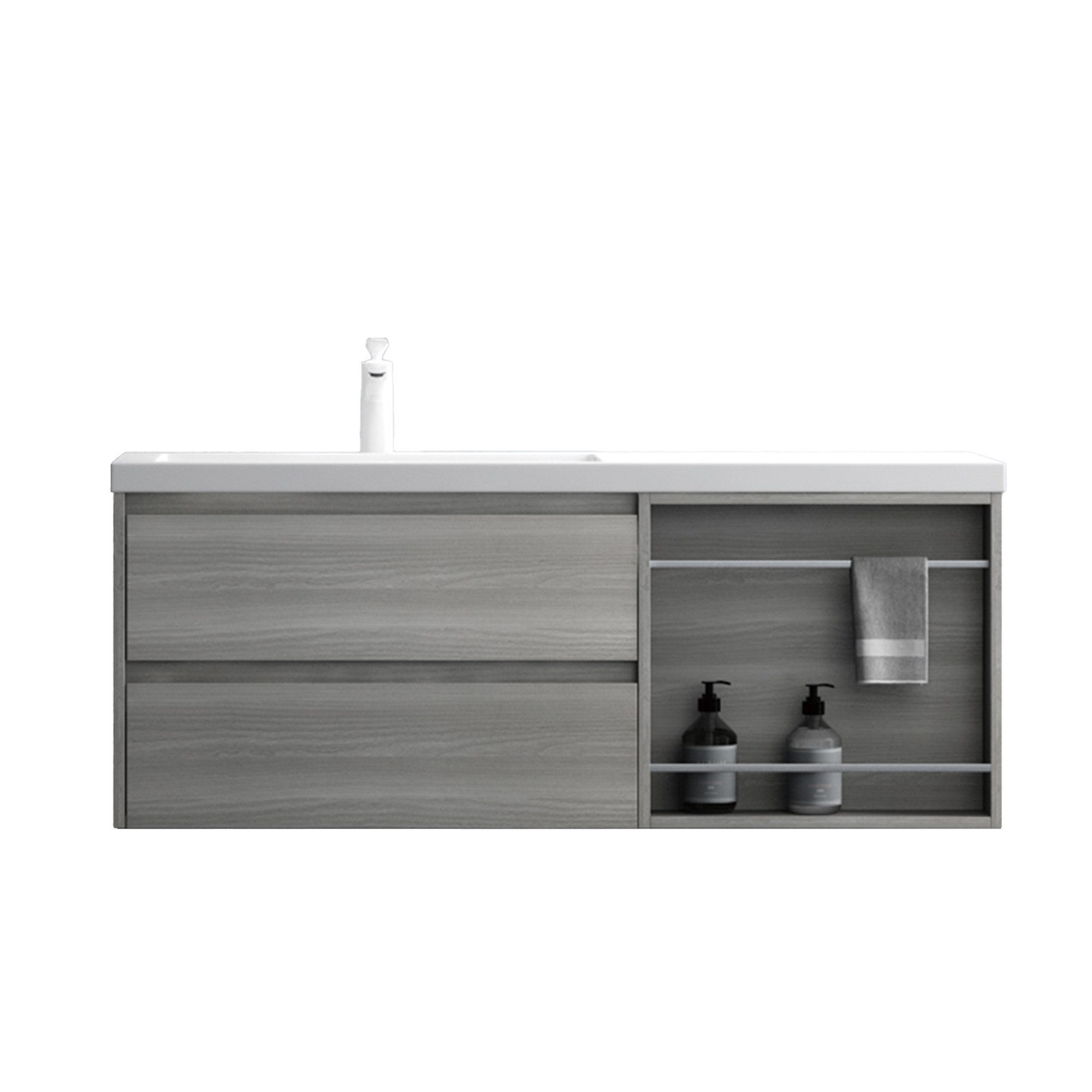 doporro Badmöbel-Set Badmöbel-Set Waschtisch Design MDF-Platte mit Melaminbeschichtung Open, Großer Stauraum, Wasser abweisend