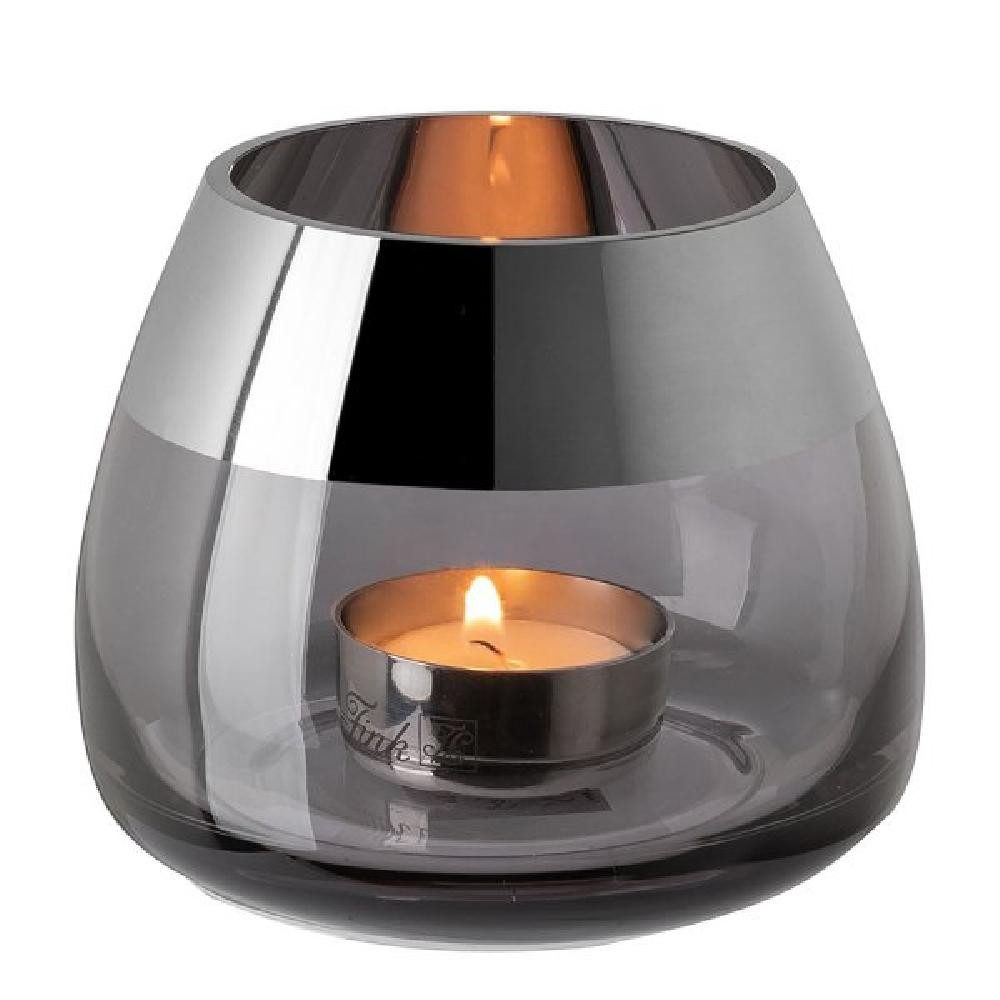Fink Kerzenhalter Windlicht Bella Grau mit Platinrand (11cm)