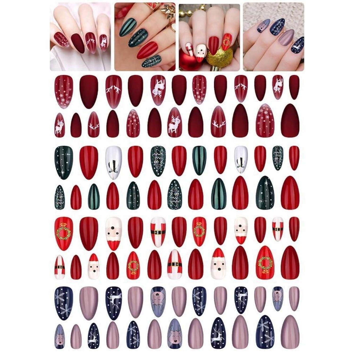 LuxusKollektion Kunstfingernägel Weihnachts Fake Nails 96tlg.
