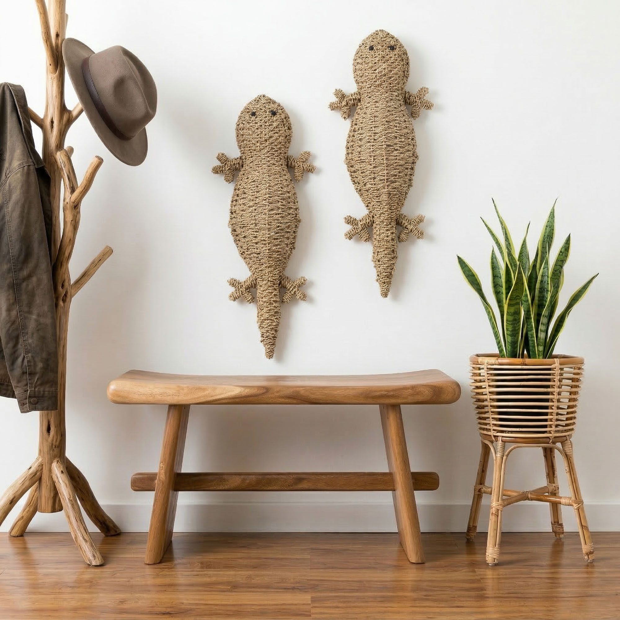 wohnfreuden Wanddekoobjekt Wanddekoration Geko aus Seegras 90 cm, 72645