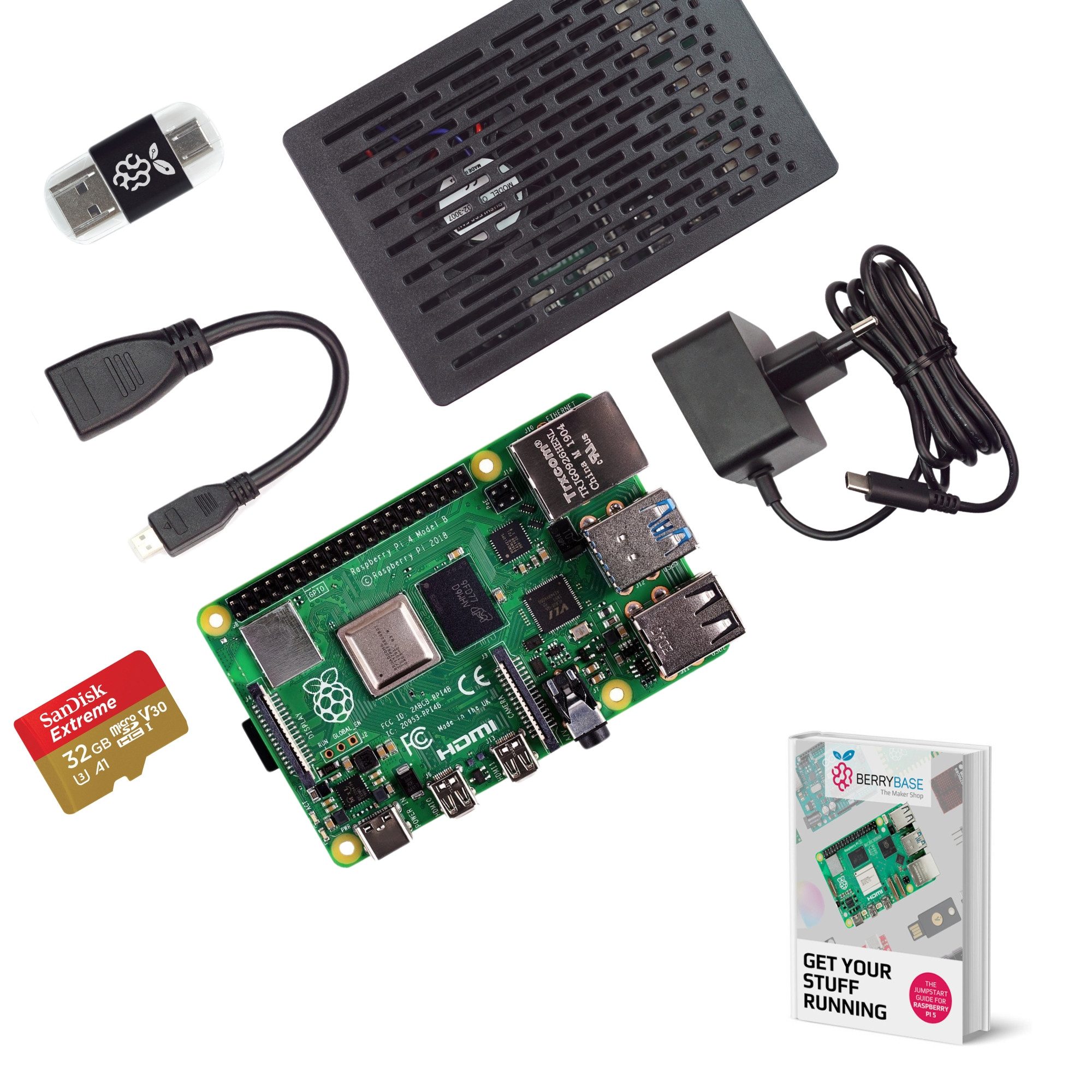 BerryBase Raspberry Pi 4B 8GB Kit - Mini PC, USB-C, Micro HDMI Mini-PC Barebone