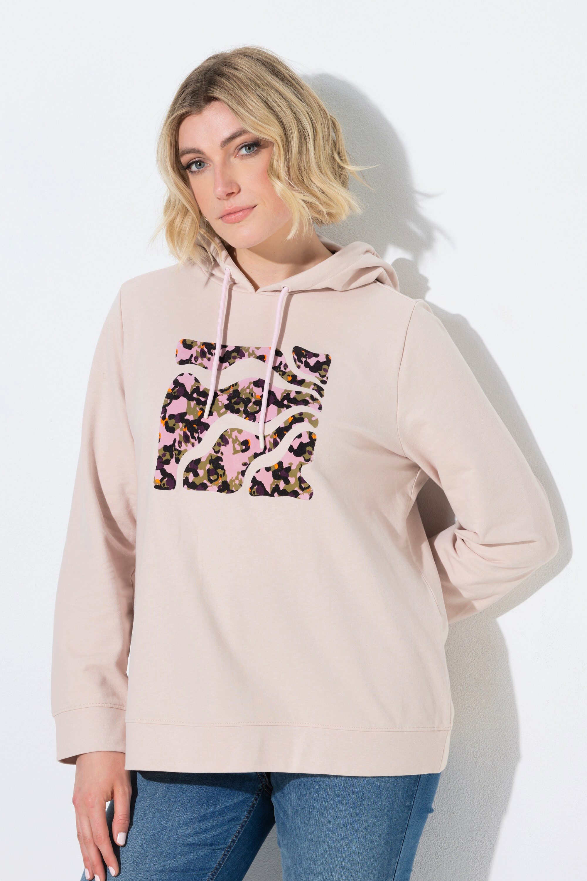 Ulla Popken Sweatshirt Hoodie Motivdruck Kapuze Langarm