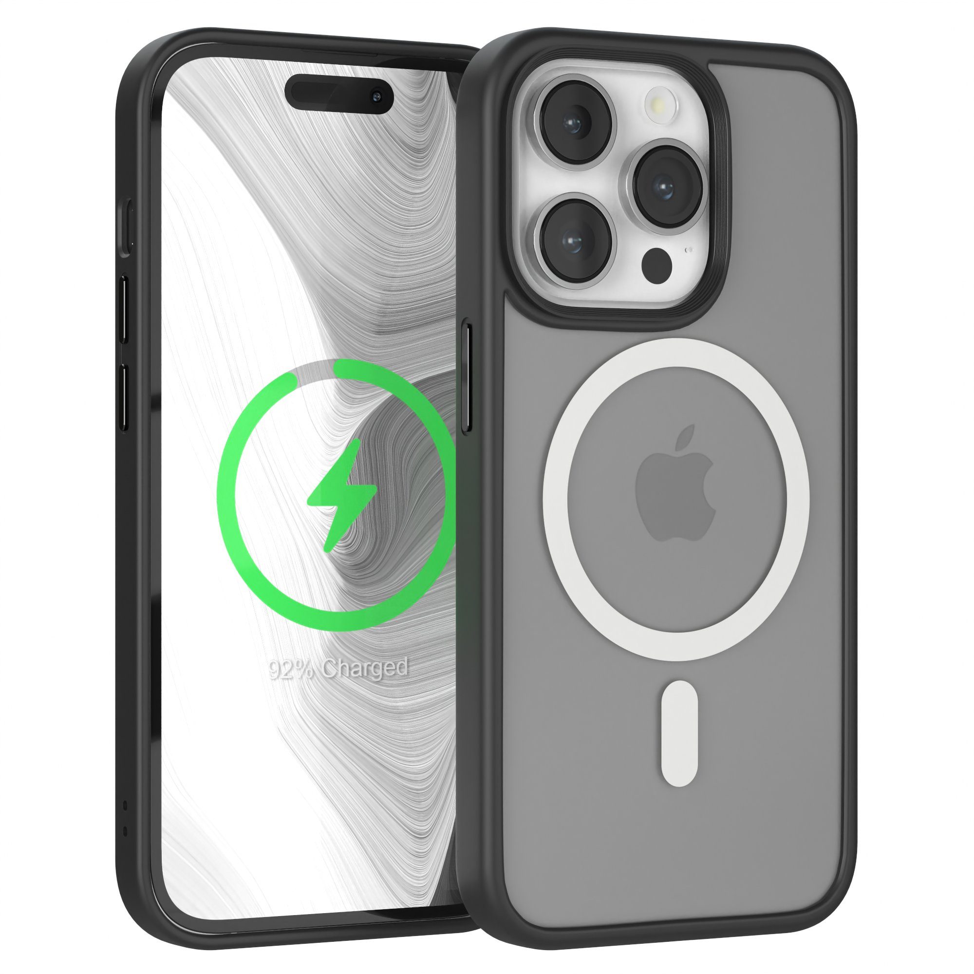 EAZY CASE Handyhülle Outdoor Case MagSafe Matt für Apple iPhone 14 Pro 6,1 Zoll, Outdoor Handy Hülle kompatibel mit Qi & MagSafe Silicon Case Schwarz