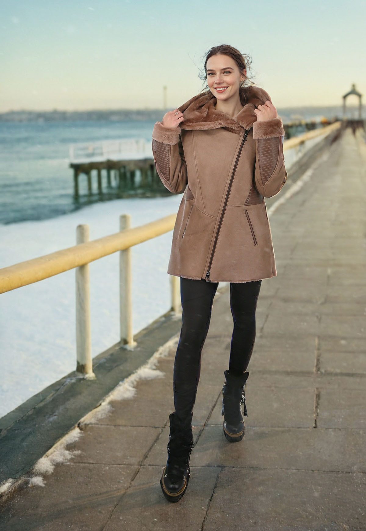 Hollert Winterjacke Lammfelljacke Lena Beige günstig online kaufen