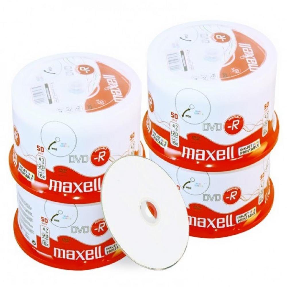 Maxell DVD-Rohling Maxell DVD-R 4.7 GB / 120 min, 16x, fullprintable, 200 Stück in Cakebo