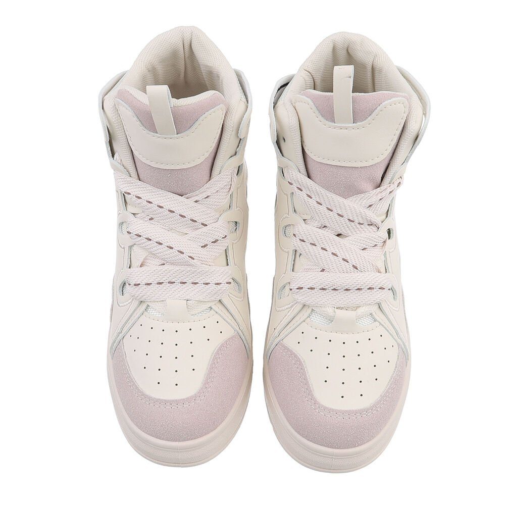 Ital-Design Damen High-Top Freizeit Sneakerboots (84463403) Keilabsatz/Wedge Sneakers High in Creme