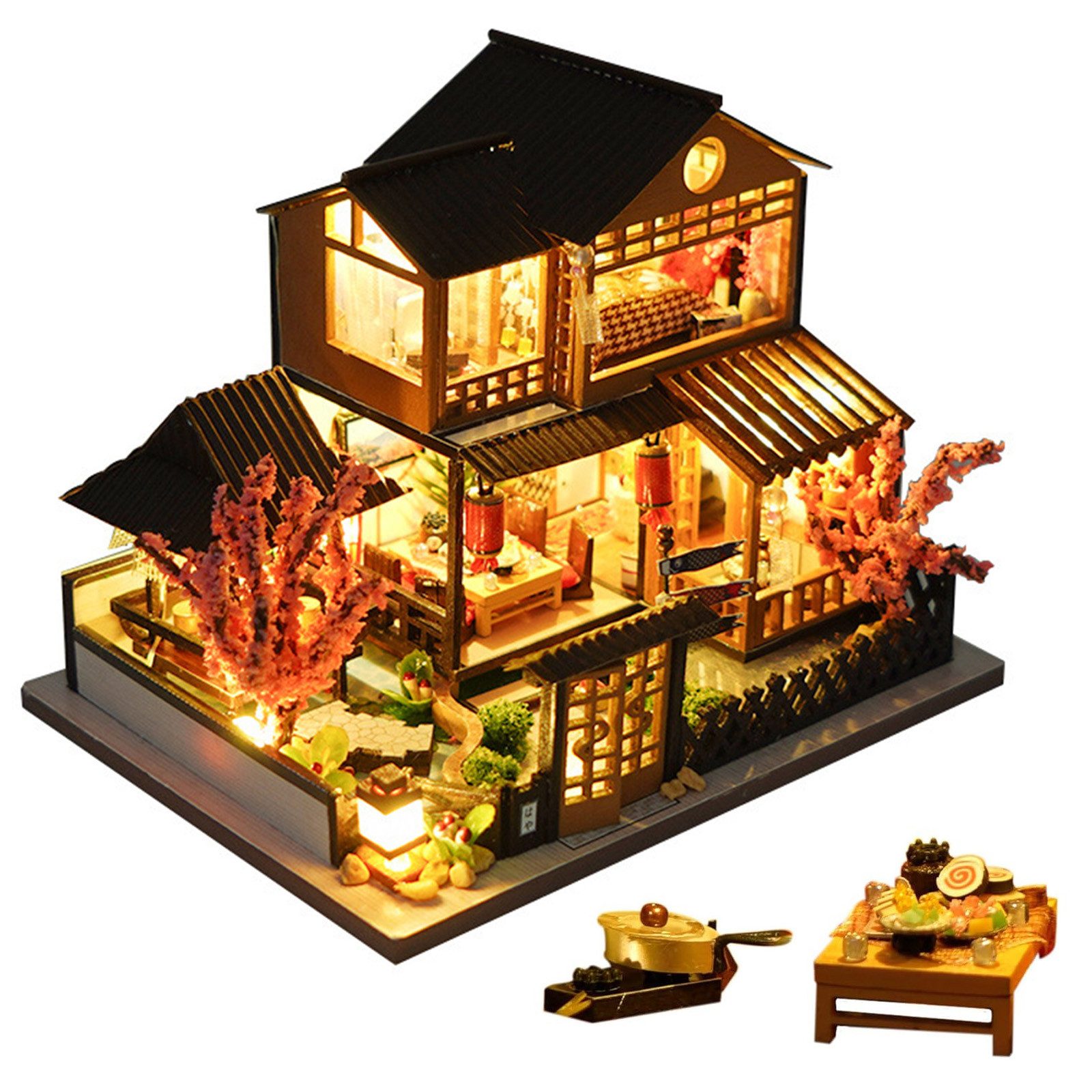 OKWISH 3D-Puzzle Holzbausatz Set DIY Miniaturhaus günstig online kaufen