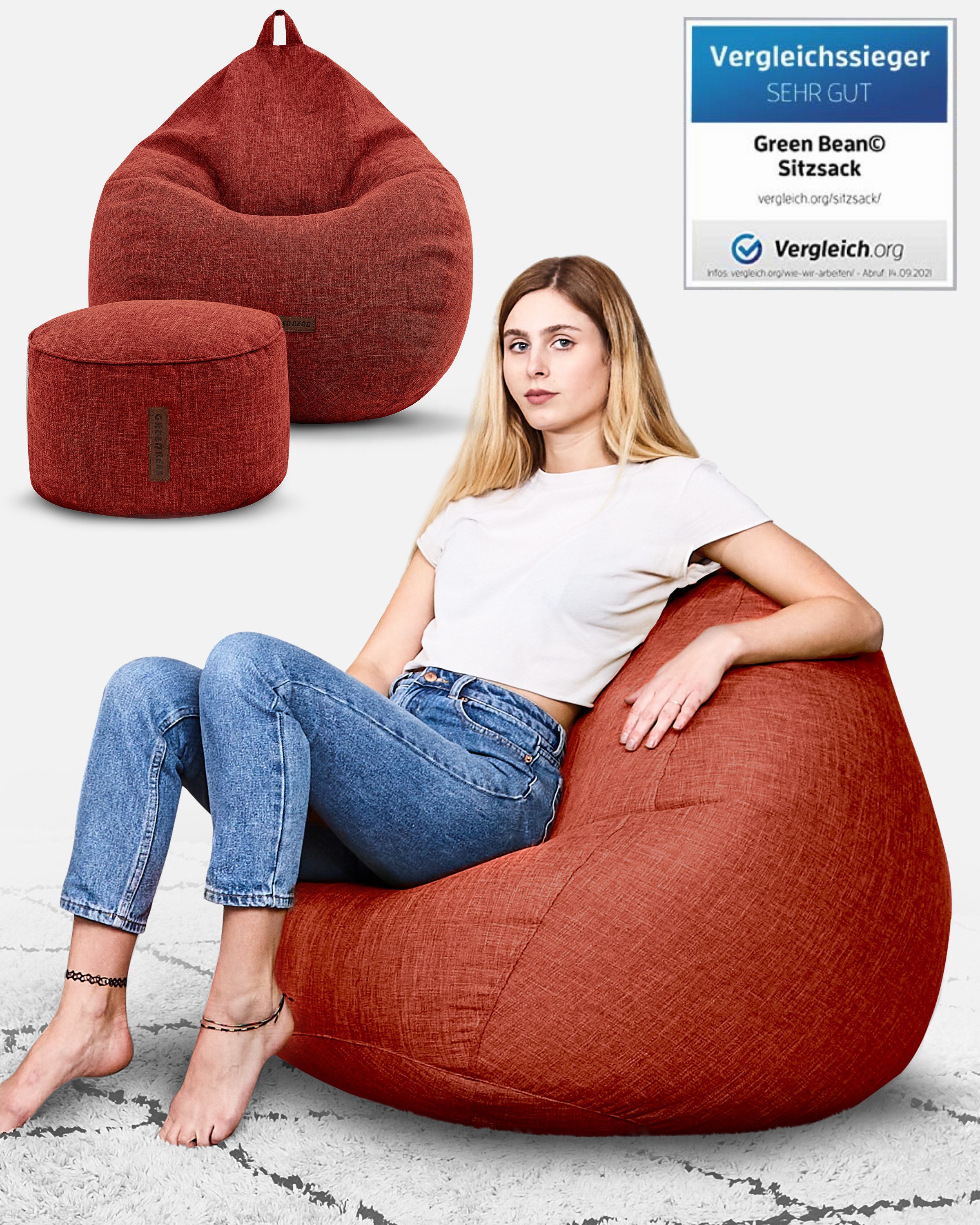 Green Bean Sitzsack Home-Linen (2er Set Indoor Sitzsack (80 x 90 x 50 cm) + günstig online kaufen