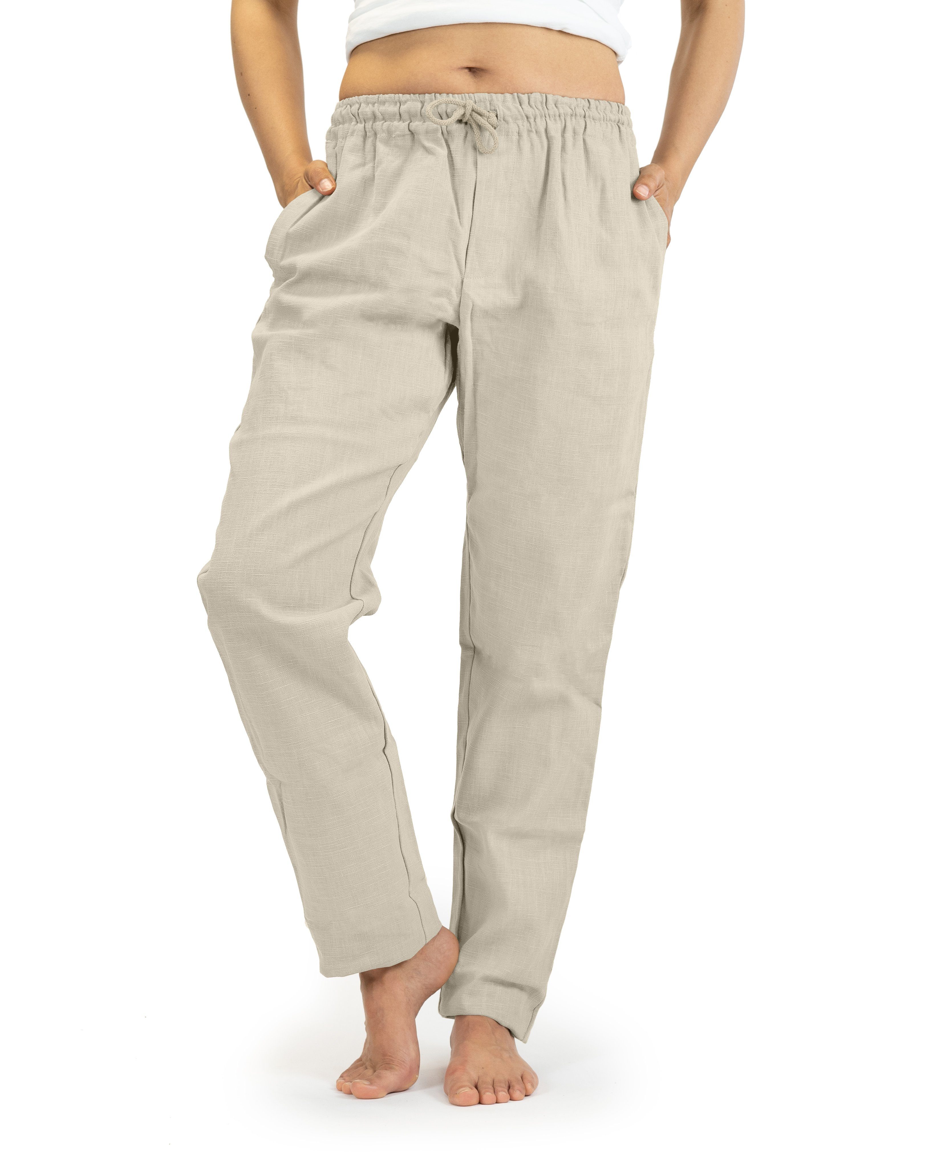 SCHAZAD Leinenhose Chino beige