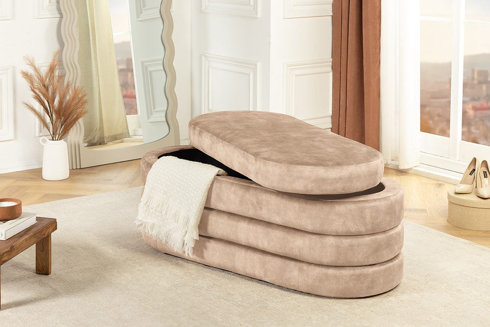 riess-ambiente Sitzbank VOGUE 115cm champagner - Samt, mit Stauraum, montiert, gepolstert (Einzelartikel, 1-St), stilvolle Polsterbank - ideal für glamouröse Schlafzimmer & Ankleiden