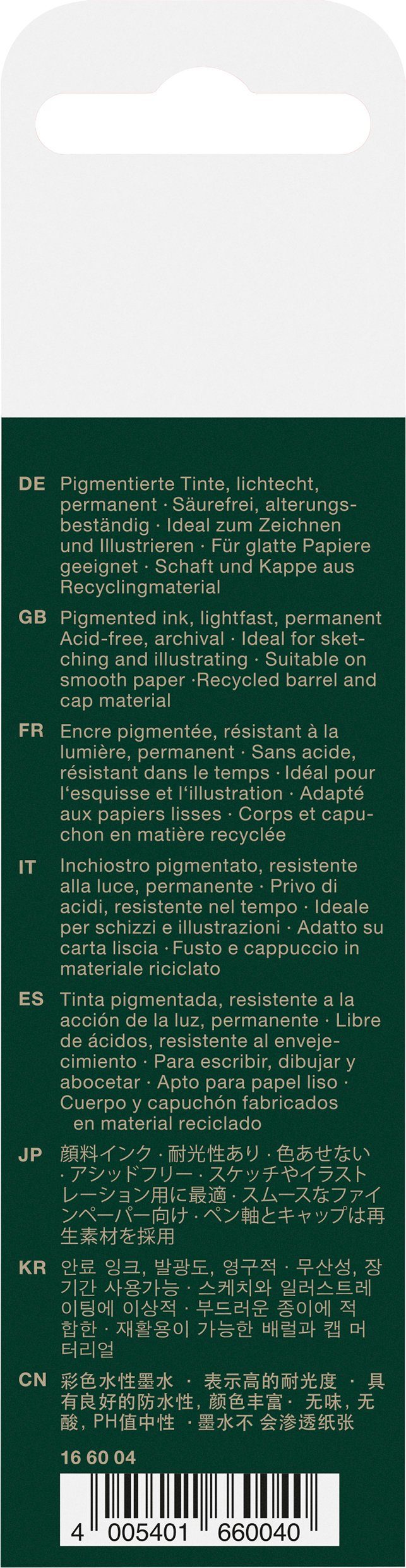 Tintenschreiber mm 0,1/0,3/0,5/0,7 4er Tintenfeinschreiber Pigment Etui Faber-Castell Ecco schwarz