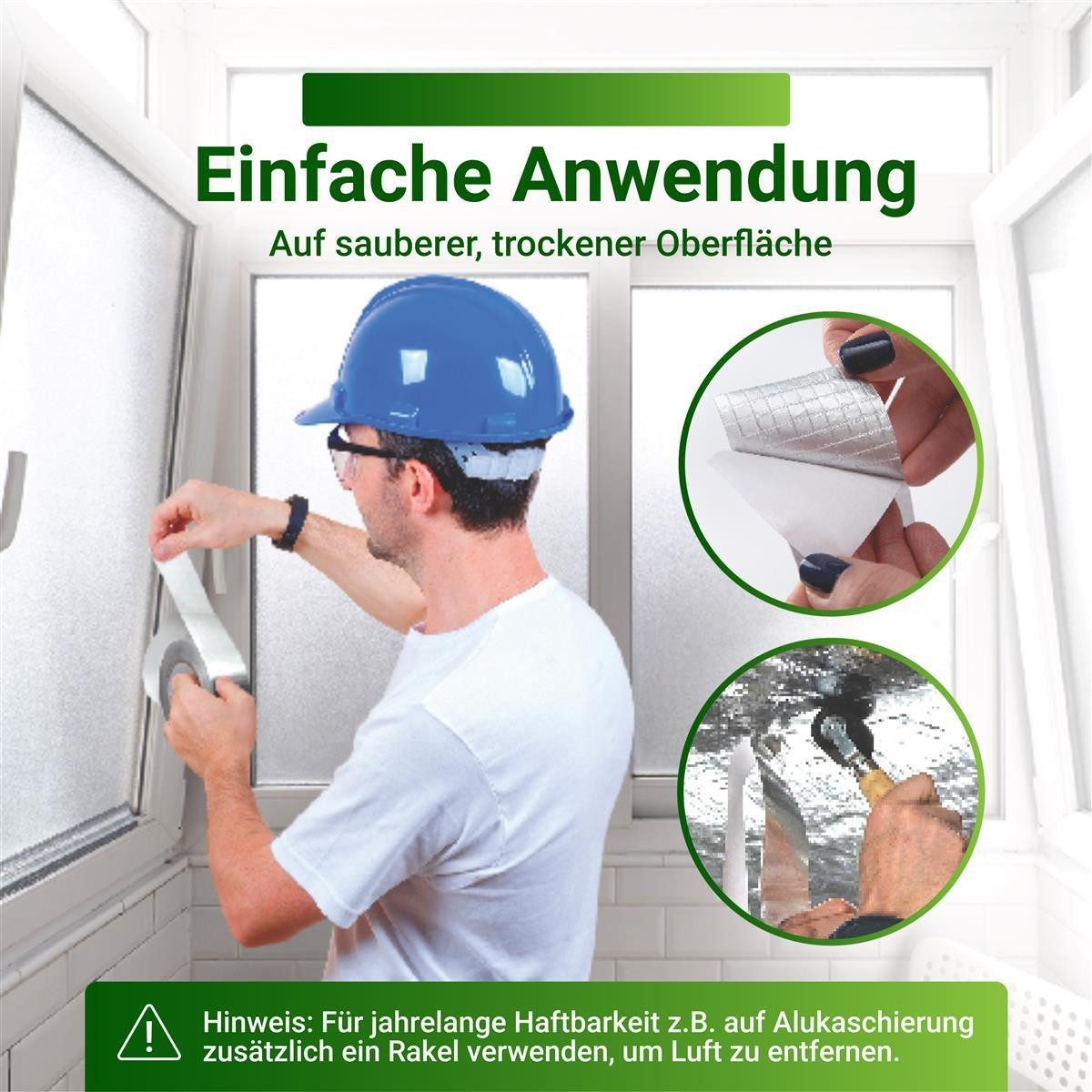 varivendo Dampfsperrklebeband Aluminium Klebeband netzverstärkt 43mm x 20m (Rolle, 1-St., Aluminium Klebeband) Aluklebeband Aluminium-Klebeband Gitternetzverstä – Bild 5 von 5