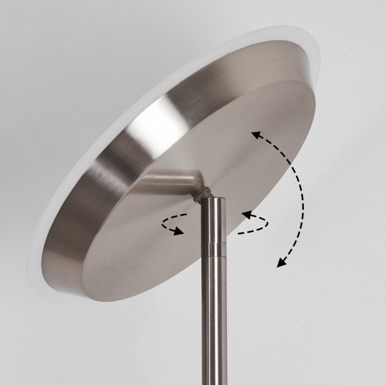 Metall hofstein Stehlampe Kelvin, mit LEDmax. Höhe max in Lumen Touchdimmer, 2100 (verstellbar), Stehleuchte aus Nickel-matt, 190cm 3000 »Gioz« LED Bodenlampe
