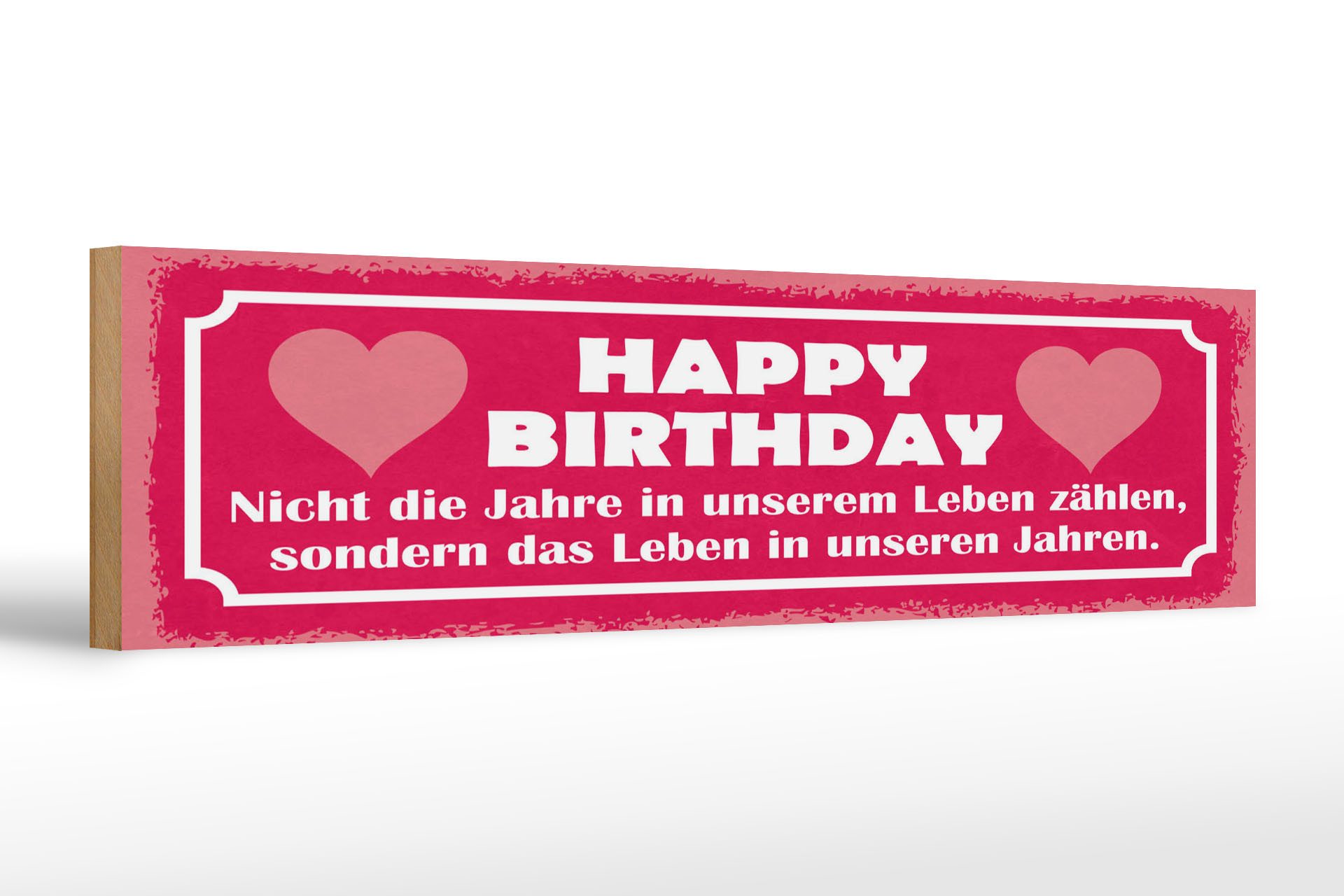 Femer GmbH Holzbild Spruch 46x10 cm Happy Birthday, (1 St), Glatte Holzfaserplatte (MDF), vorn beschichtet