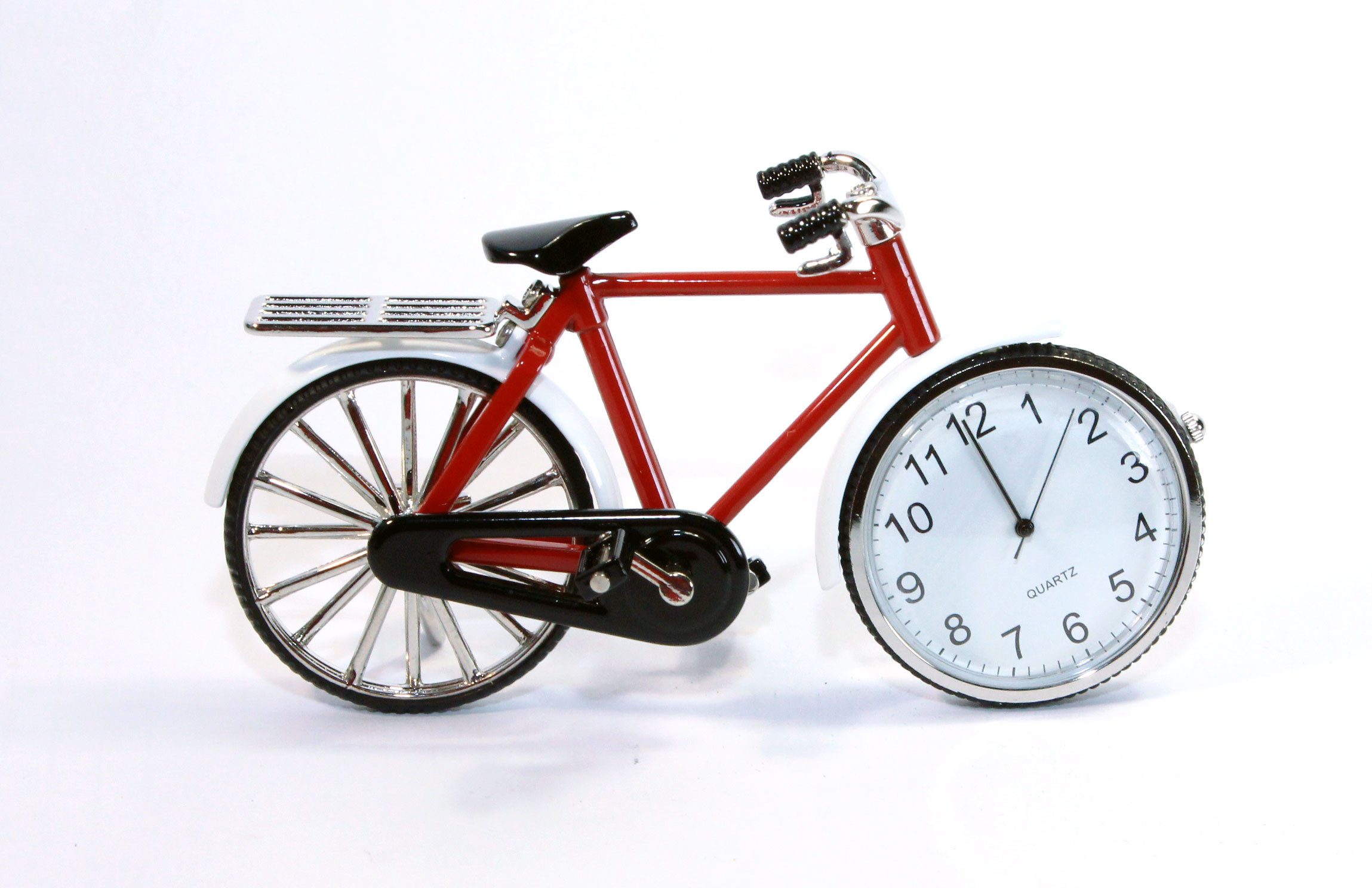 Siva Standuhr Tischuhr Fahrrad rot Quarzuhr aus Metall