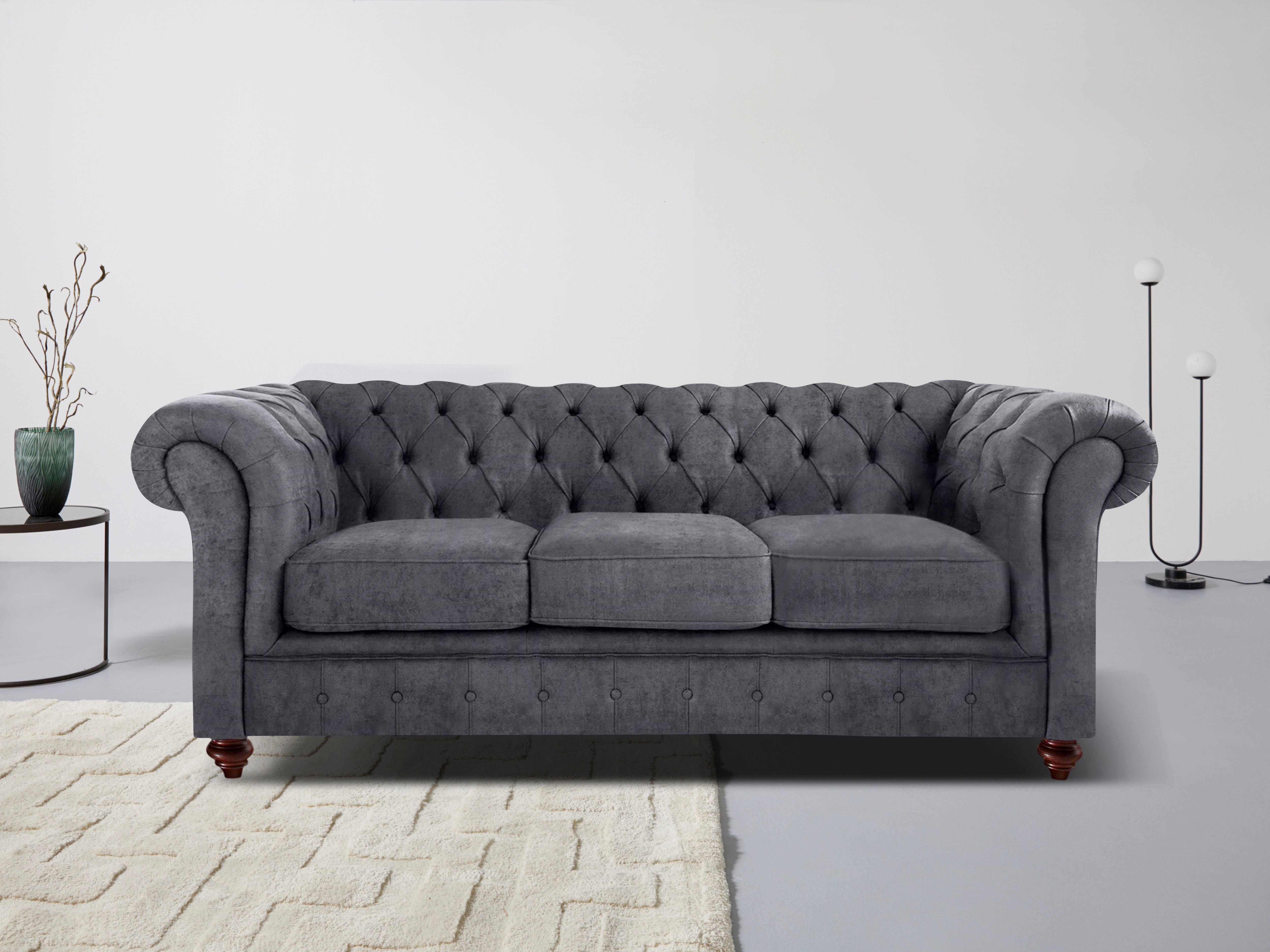 Home affaire Chesterfield-Sofa Chesterfield 3-Sitzer B/T/H: 198/89/74 cm, m günstig online kaufen