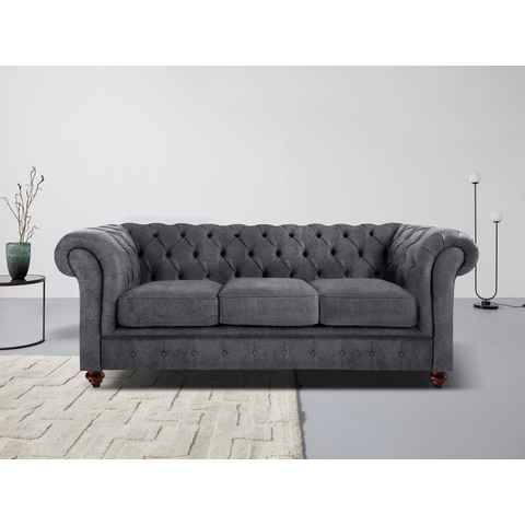 Home affaire Chesterfield-Sofa Chesterfield 3-Sitzer B/T/H: 198/89/74 cm, mit hochwertiger Knopfheftung, auch in Leder