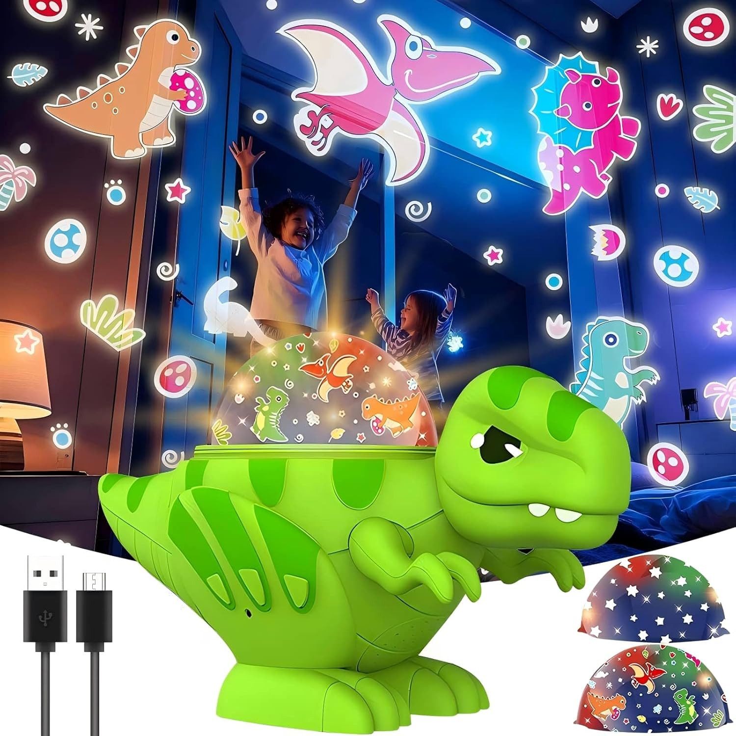 VIVIHEYDAY LED Nachtlicht Dinosaurier Projektorlampe Spielzeug, Dinosaurier Sternenhimmel, Projektor Kinder, Dino Sternenhimmel Projektor Nachtlicht, 360 Grad Drehbar, Ideal als Geschenk