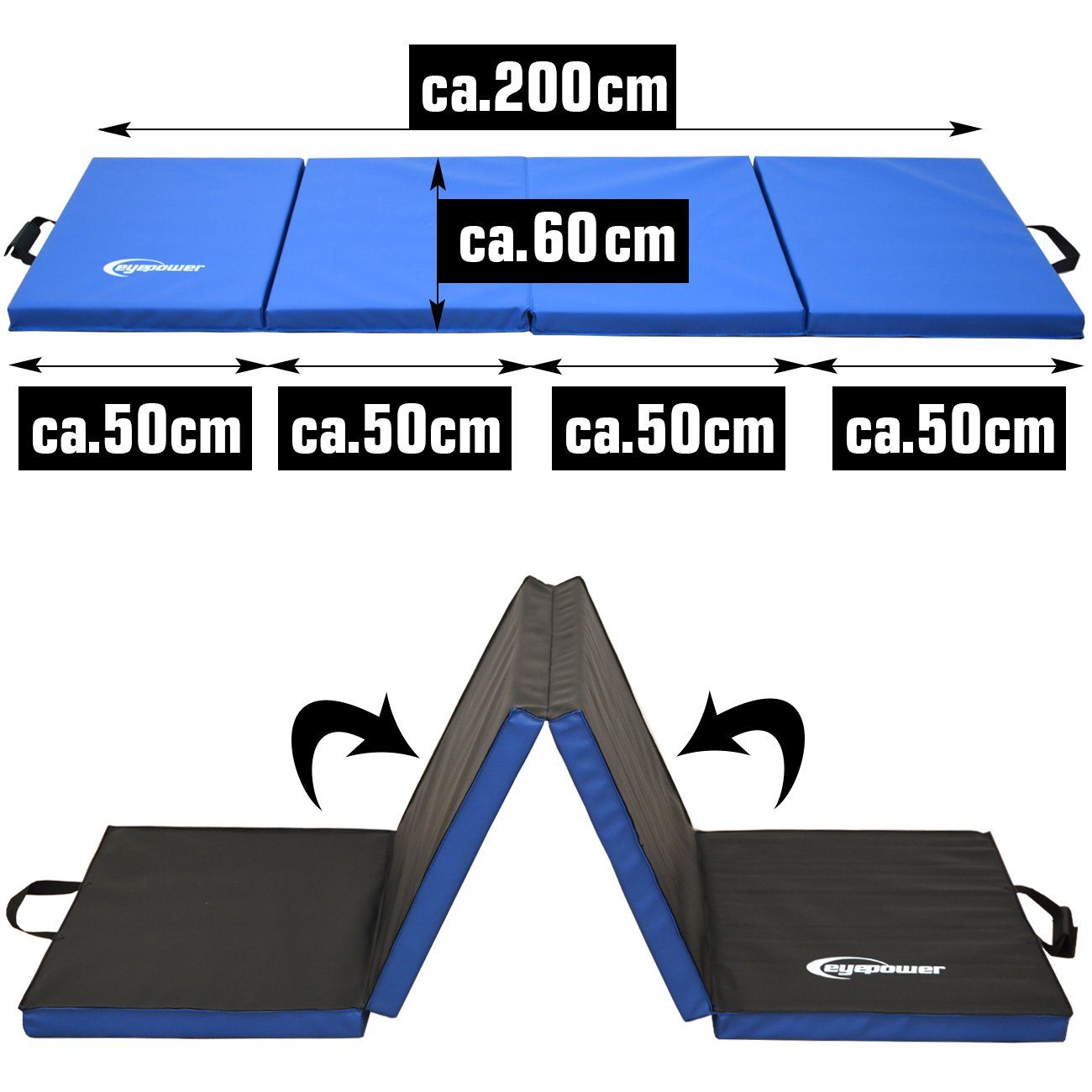 eyepower Fitnessmatte XL Bodenmatte, Weichbodenmatte Turn- blau Gymnastikmatte und Sport