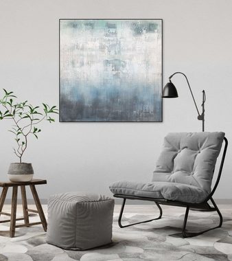 KUNSTLOFT Gemälde Blue Lagoon 80x80 cm, Leinwandbild 100% HANDGEMALT Wandbild Wohnzimmer