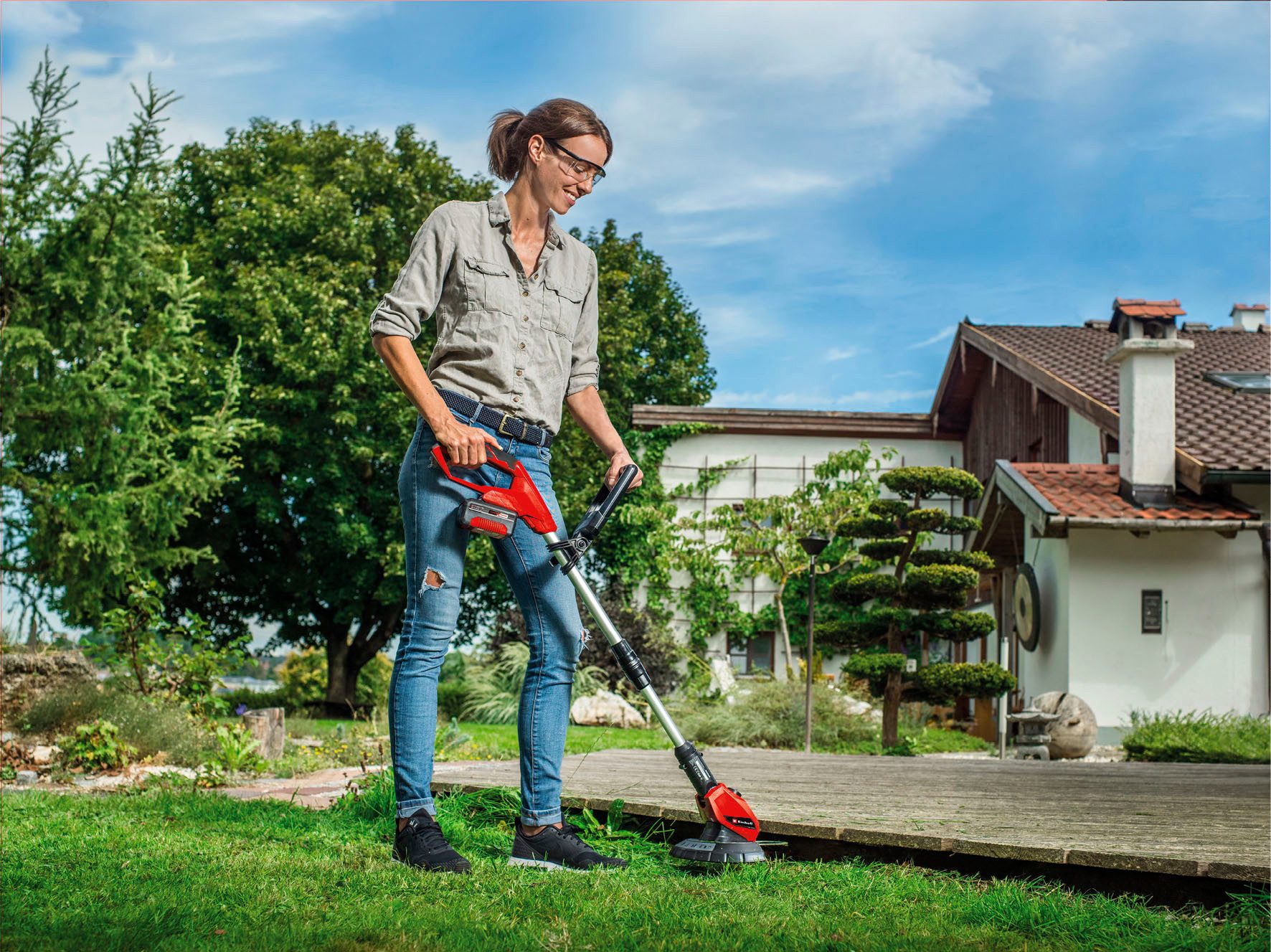 Einhell Akku-Rasentrimmer GE-CT 18 Li Solo, 24 cm Arbeitsbreite Messer, ohne Akku und Ladegerät – Bild 4 von 5