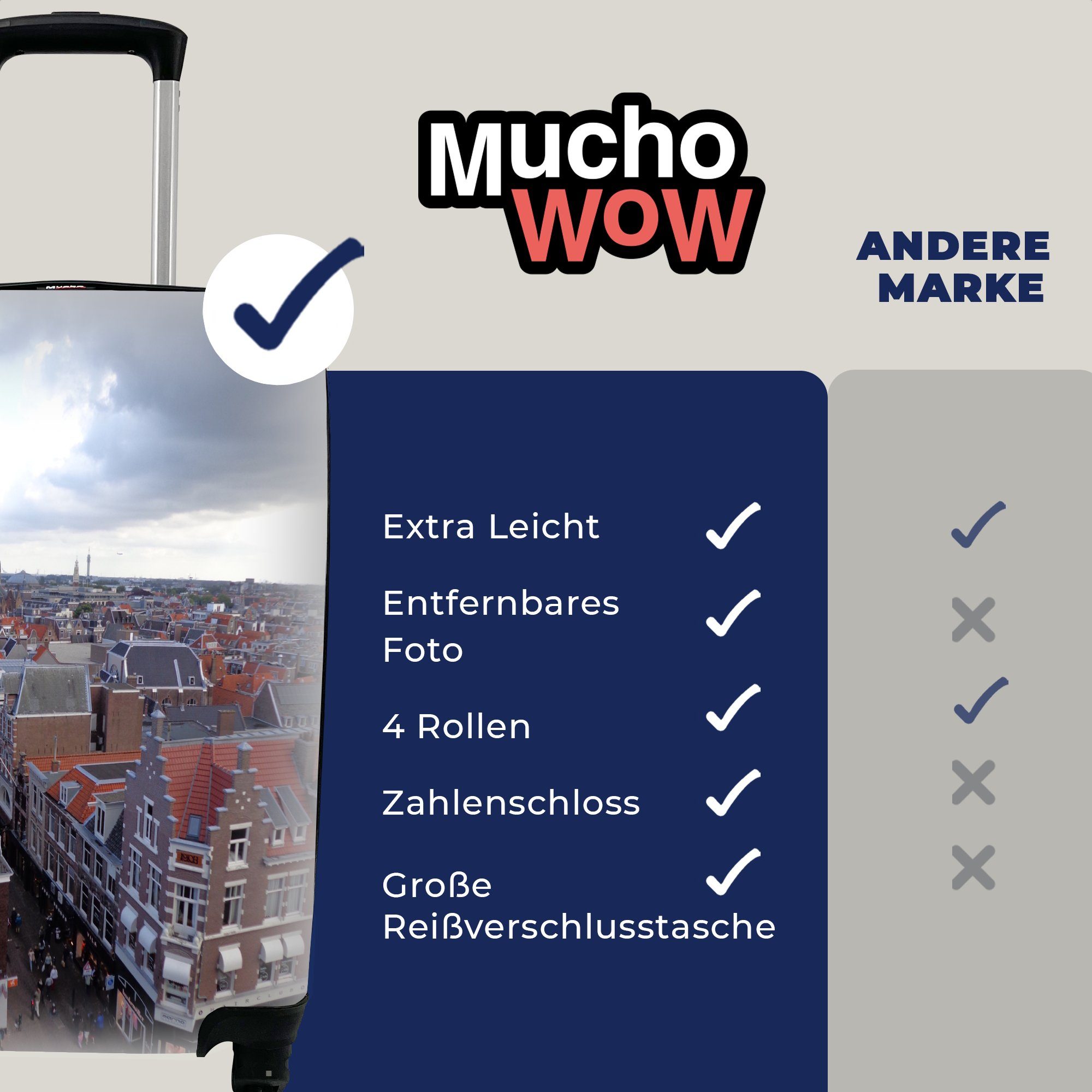 MuchoWow Handgepäckkoffer Haarlem - Niederlande Ferien, mit Trolley, 4 Reisekoffer Rollen, - für Himmel, Handgepäck Reisetasche rollen