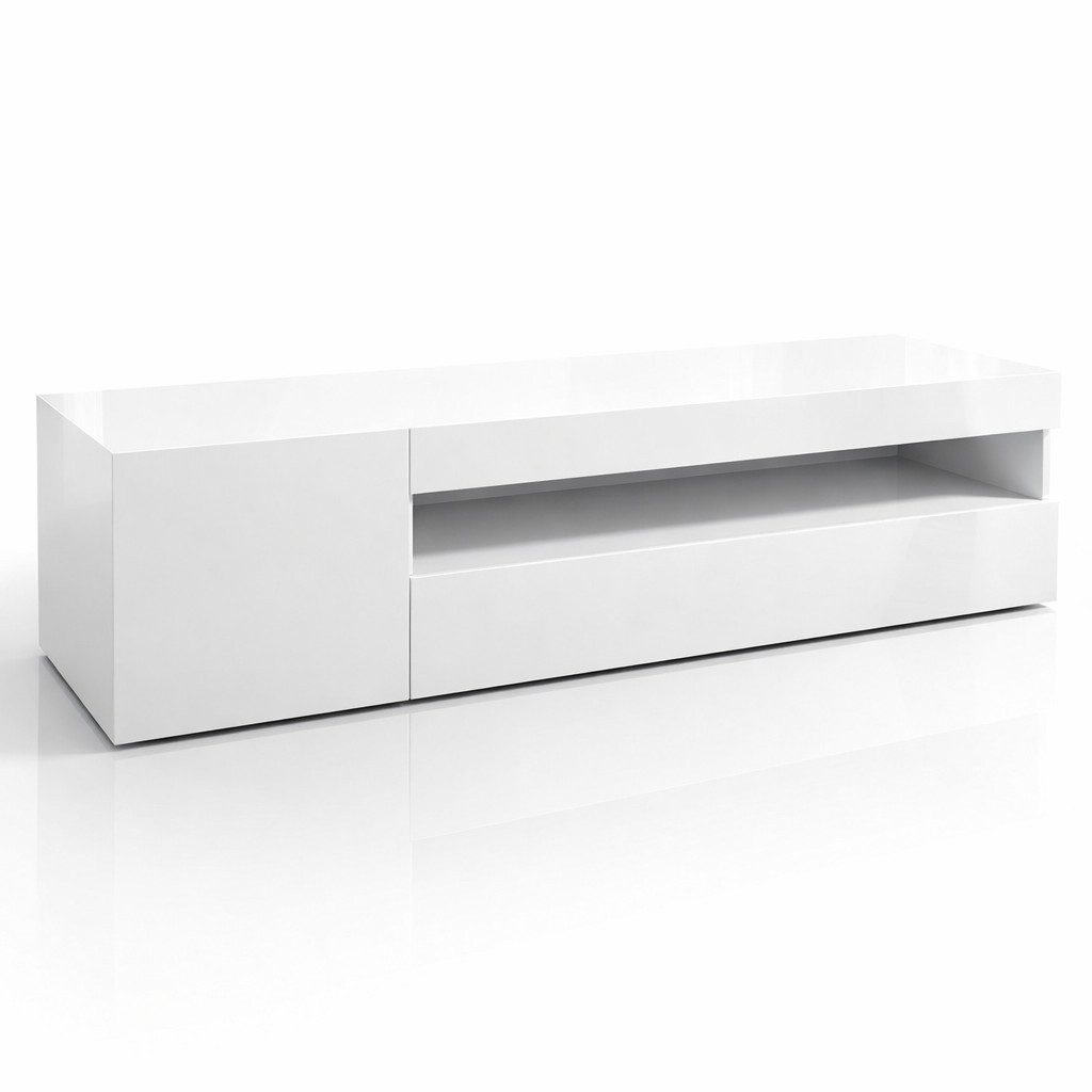 OTTO home Lowboard LORENZO 1, TV-Board, TV-Kommode, TV-Schrank, TV-Unterschrank, TV-Möbel, Modernes lackiertes Hochglanz TV-Board, grifflos, Breite 155 cm