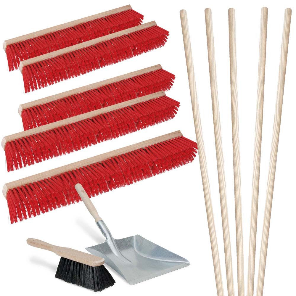 BRB-Lagertechnik Straßenbesen 12-teiliges Besen-Set, inkl. Kehrset, Ideal zur Reinigung im Außenbereich