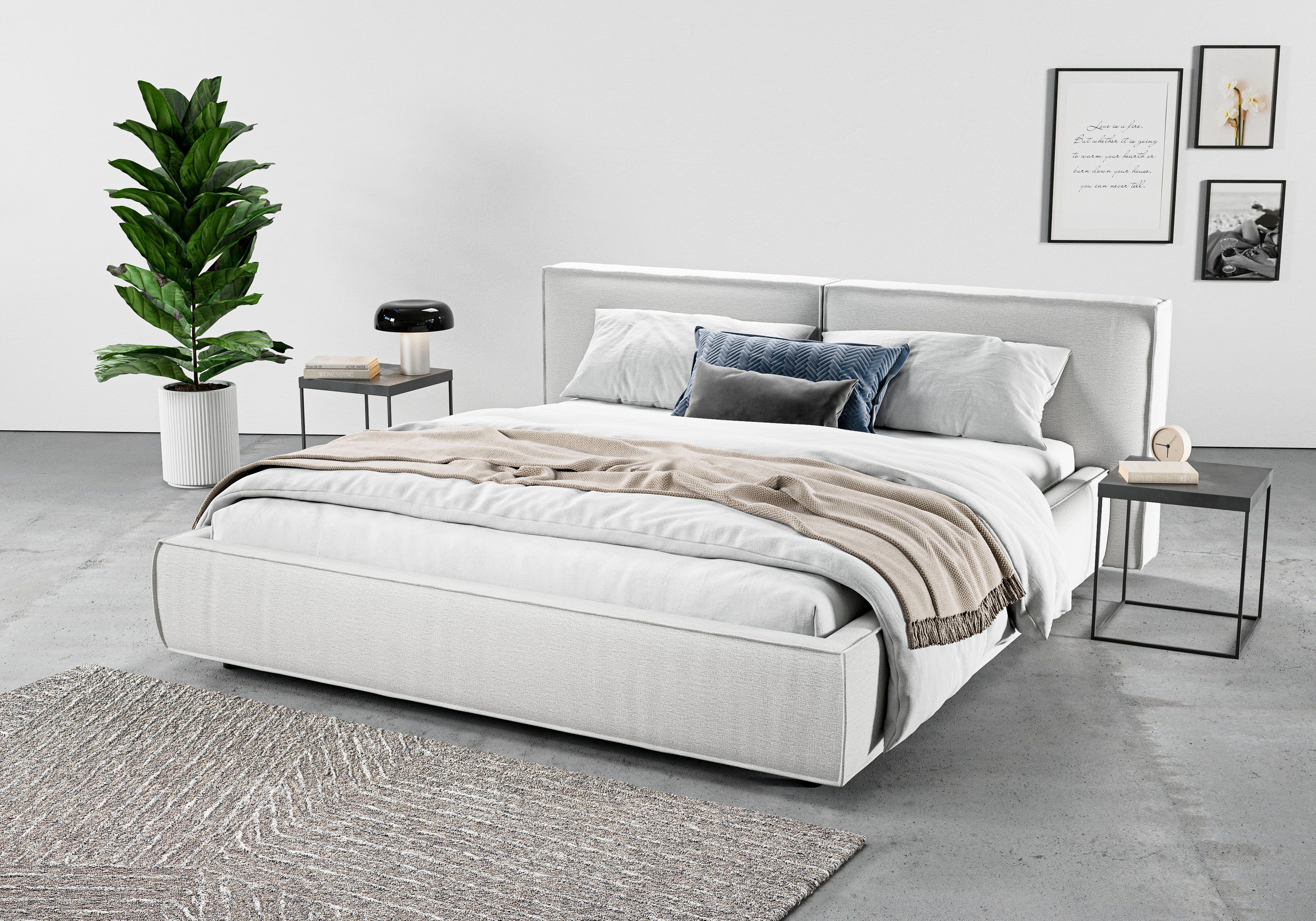 Home affaire Polsterbett Adrina mit Biesenoptik, Feincord und Luxus-Microfaser, bis 280kg, auch in Überlänge 220 cm, 4 Breiten bis 200cm