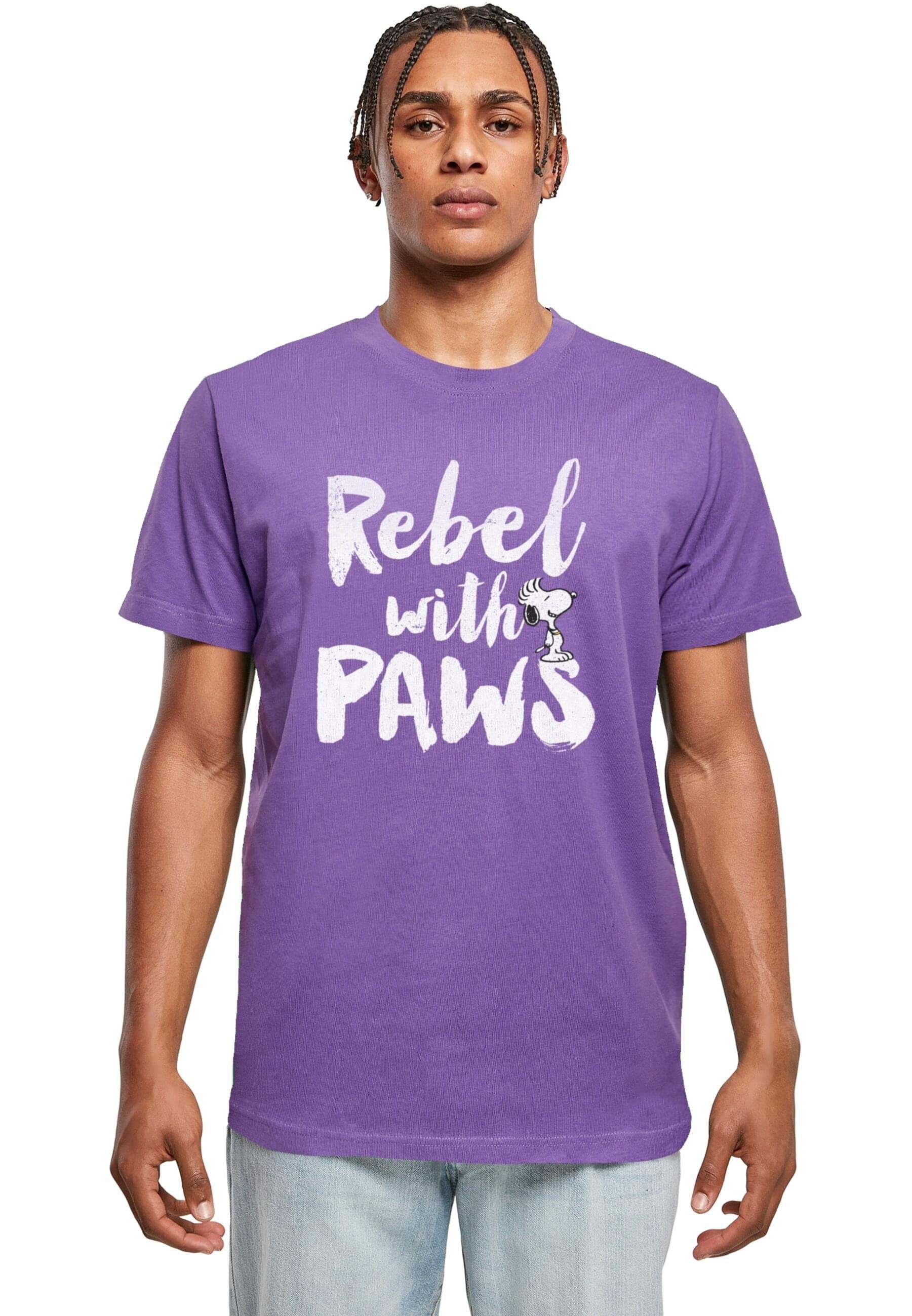 Merchcode T-Shirt Herren Peanuts - Rebel with paws T-Shirt Round Neck (1-tlg) ultraviolet