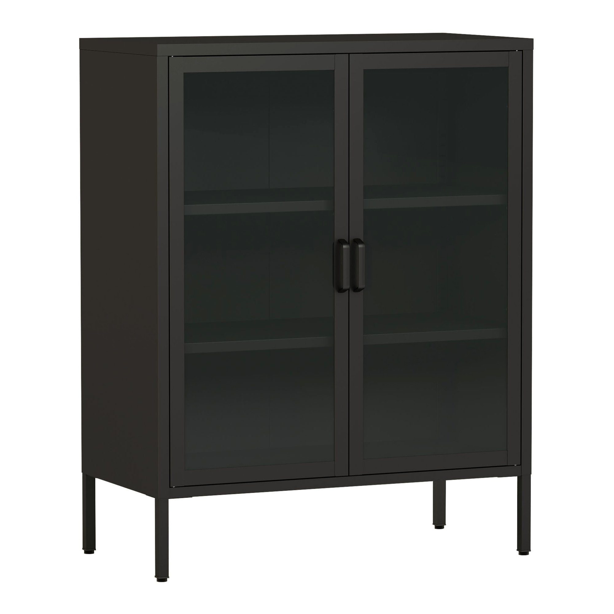 en.casa Sideboard, Fauske 80x40x101,5cm Schwarz günstig online kaufen