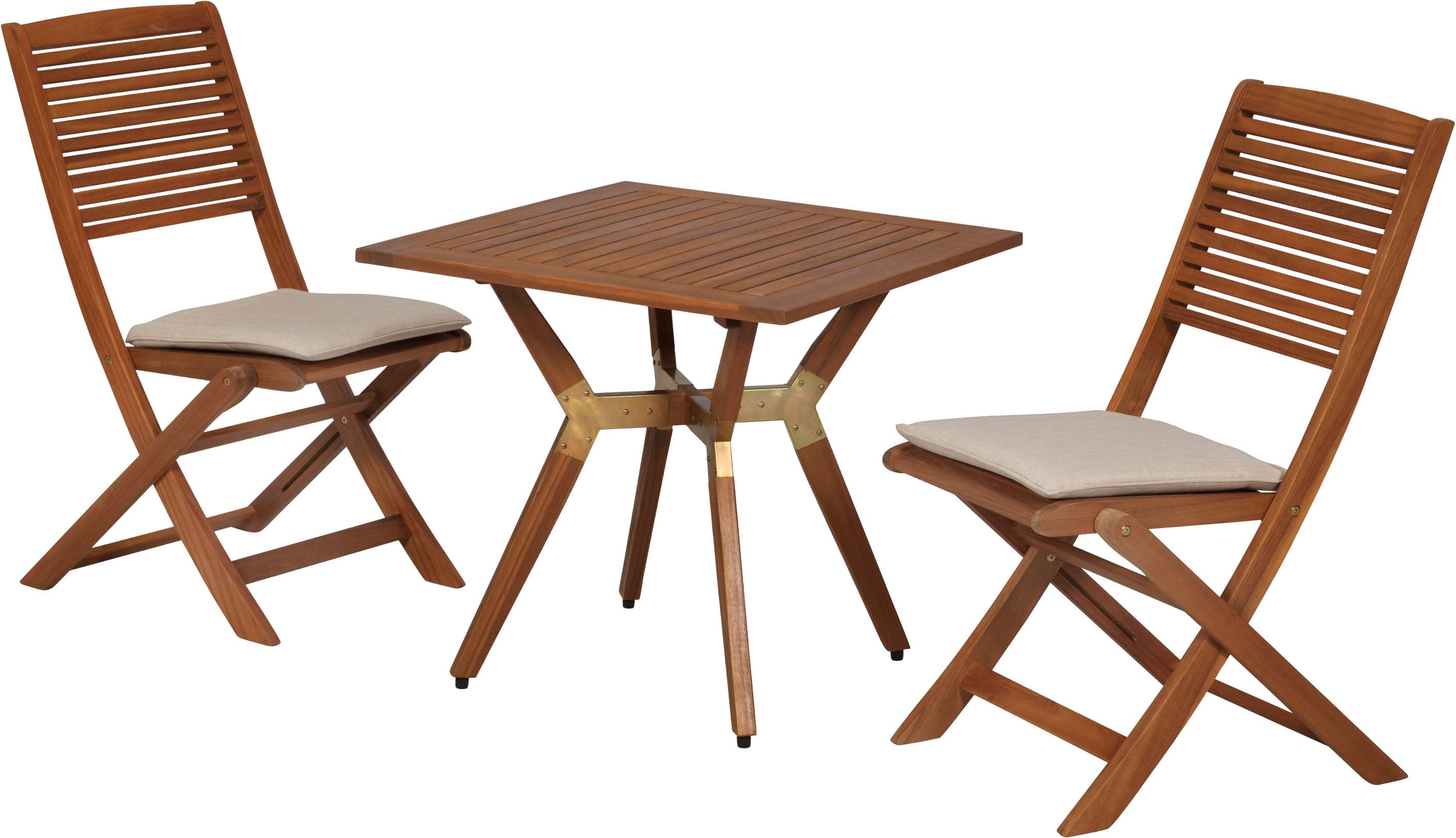 MERXX Balkonset Bali, (Set, 5-tlg), inkl. 2 Klappstühle, 2 Sitzkissen, 1 Bistrotisch