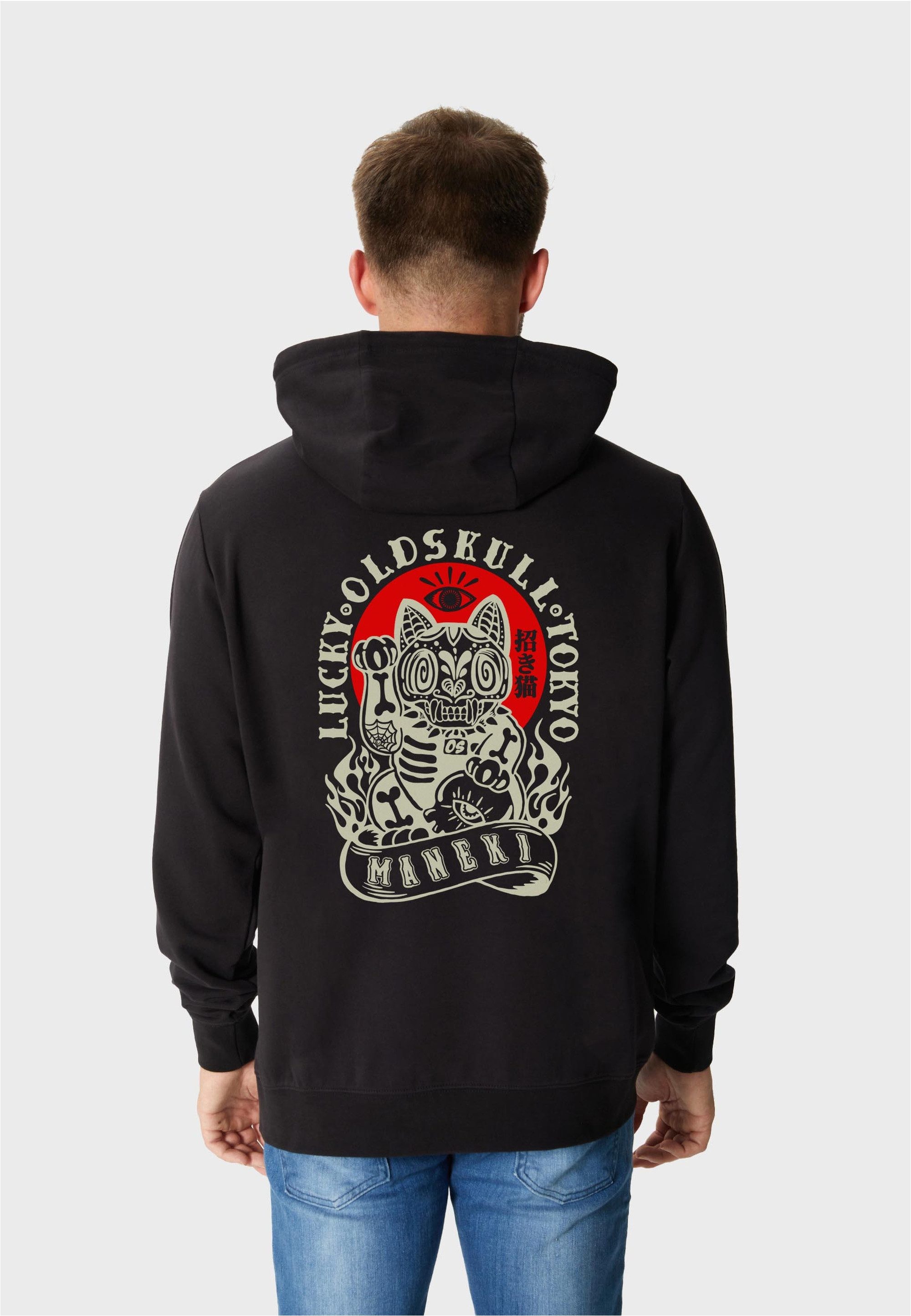 Oldskull Kapuzensweatshirt Asian Rebel Cat Kanji Graphic Traditionelles fer günstig online kaufen