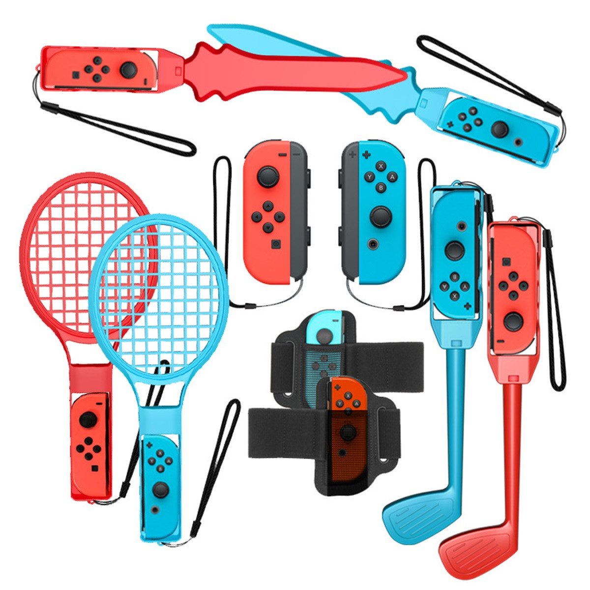 Spielecontroller 10-in-1 Switch Spiele Zubehör Set für Nintendo Sports Controller