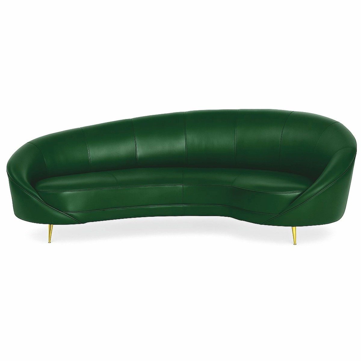 Casa Padrino Sofa Casa Padrino Luxus Leder Sofa Grün / Messing 230 cm - Echtleder Möbel