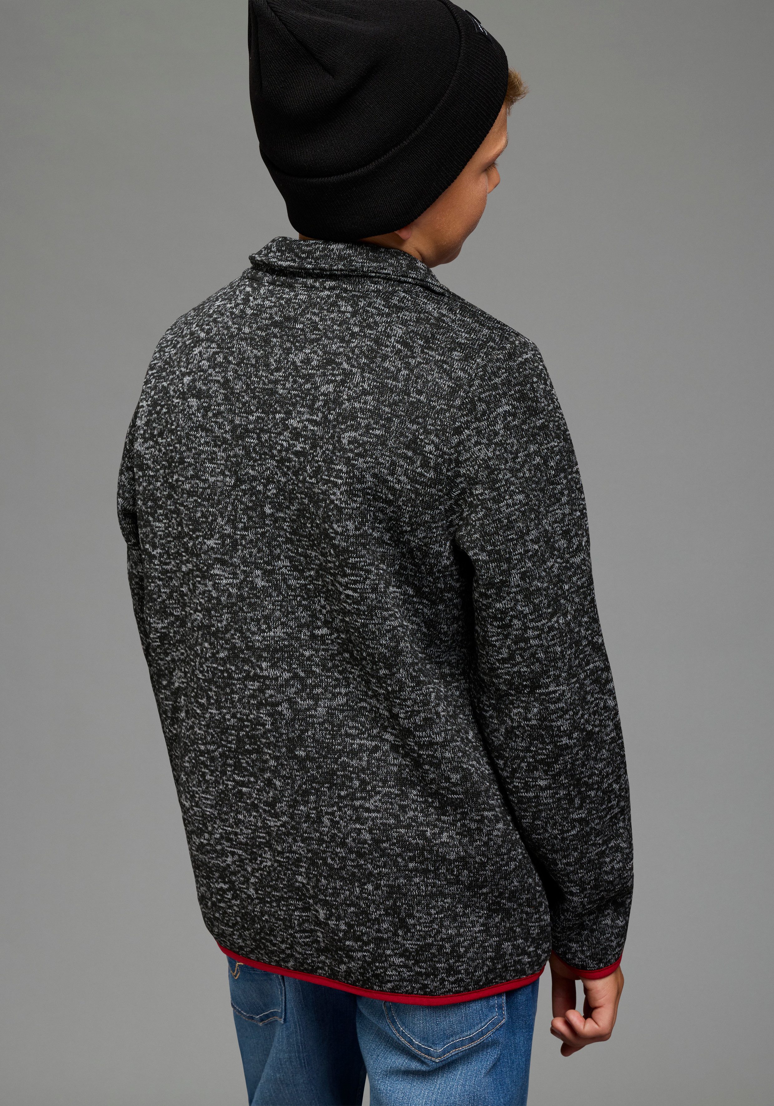 H.I.S Fleecejacke Fleecejacke von H.I.S in schöner melierter Qualität Stehkragen-Jacke mit Kontrastpipings, aus Fleece – Bild 2 von 5