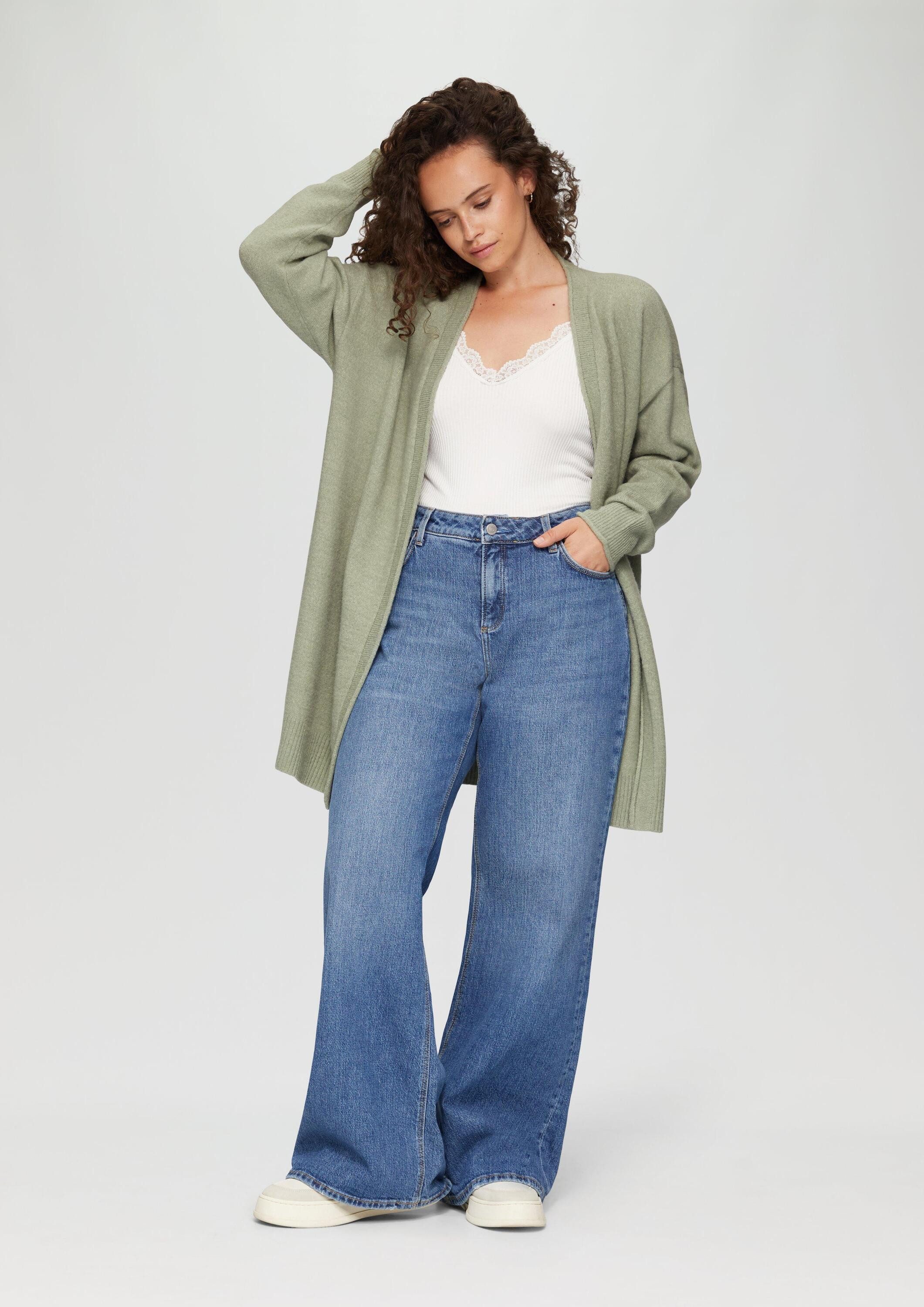 QS Cardigan Strickjacke Weiche Strickjacke mit Rollkante