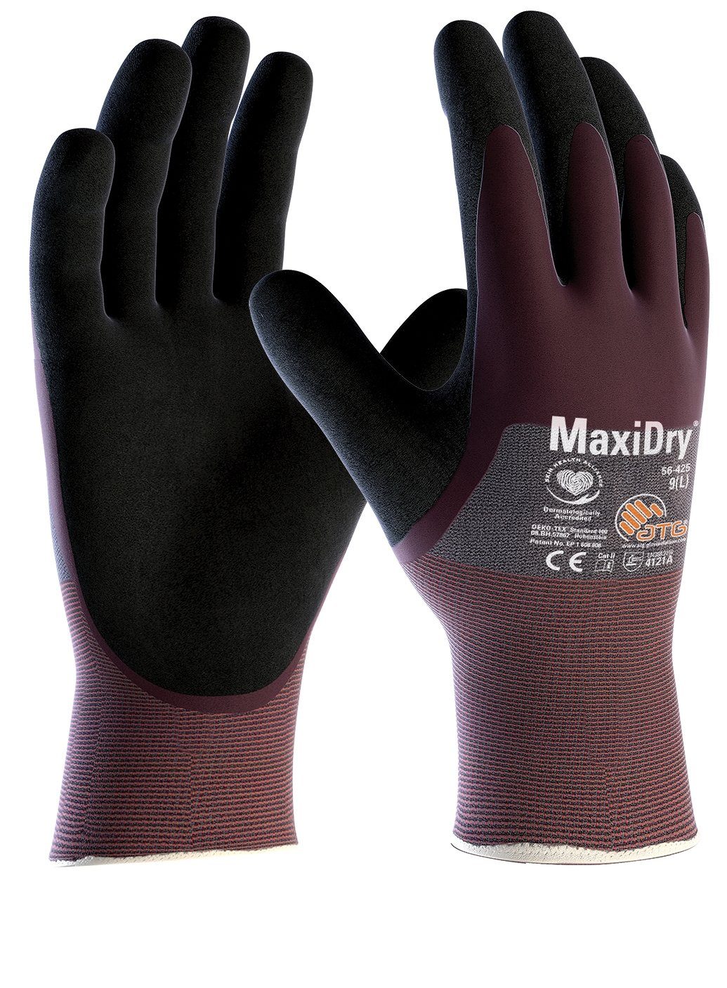 Paar "MaxiDry®", ATG Nitril-Handschuhe 12 (56-425) beschichtet 3/4