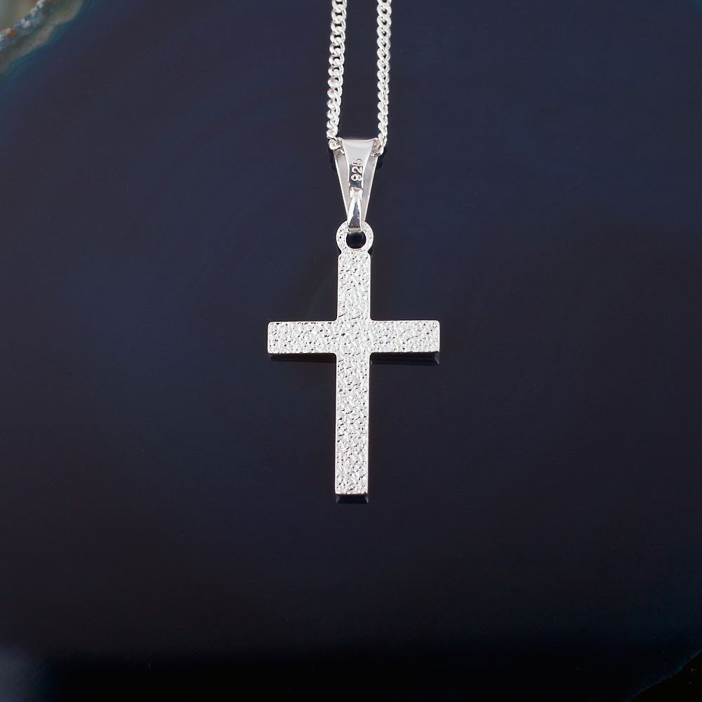 Order & Smile Schmuck Kreuzkette Kreuz Kette Silber 925: Kruzifix Anhänger Kommunion (Set, inkl. Kette), gestempelt