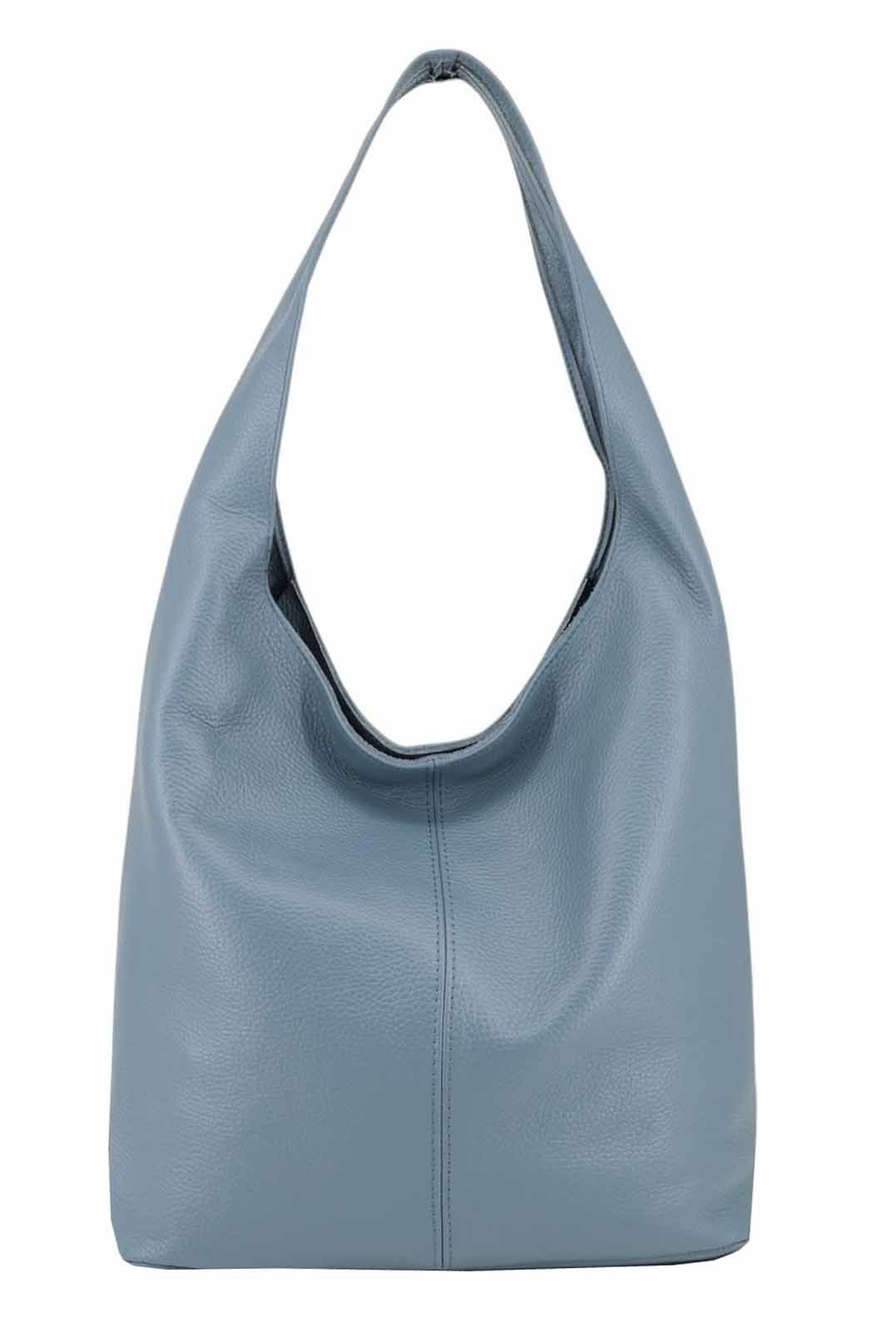 ITALYSHOP24 Shopper Made in Italy XL Damen echtes Leder Tasche Schultertasche Hobo Bag, Umhängetasche Workbag Businesstasche Ledertasche Beuteltasche Freizeit