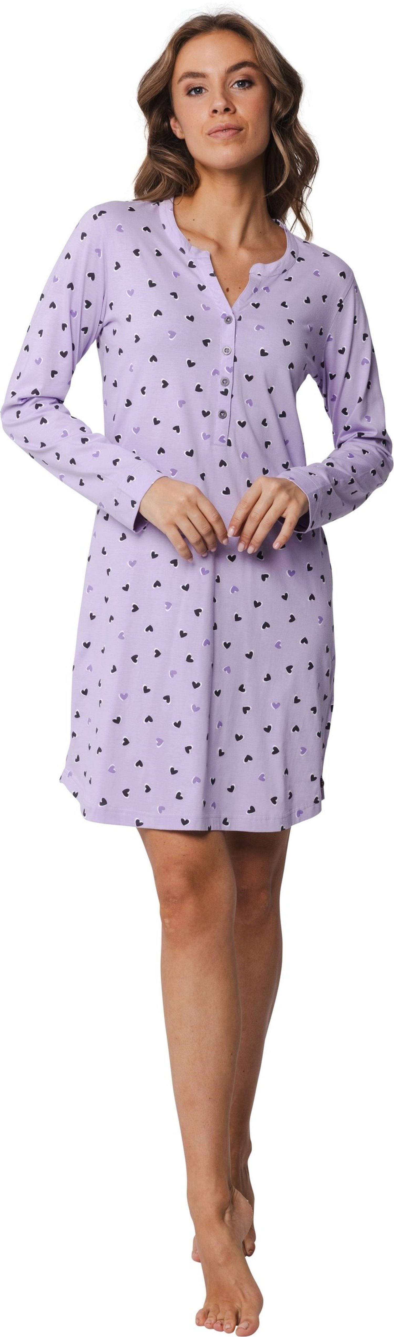 Rebelle Nachthemd Damen Schlafshirt mit Knopfleiste (1-tlg) Baumwolle günstig online kaufen